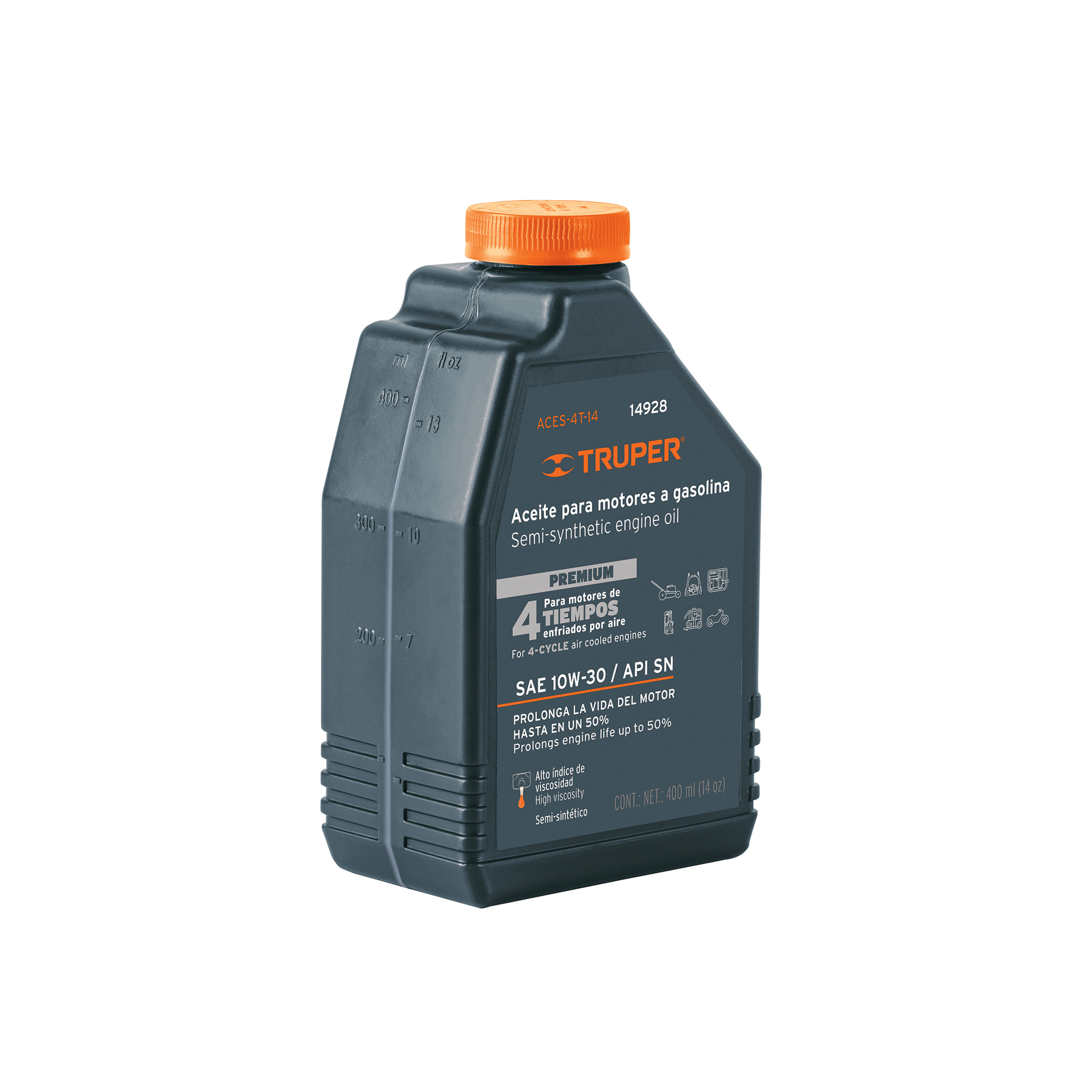 Aceite semi-sintético, 4 tiempos, 400 ml (14 oz), Truper