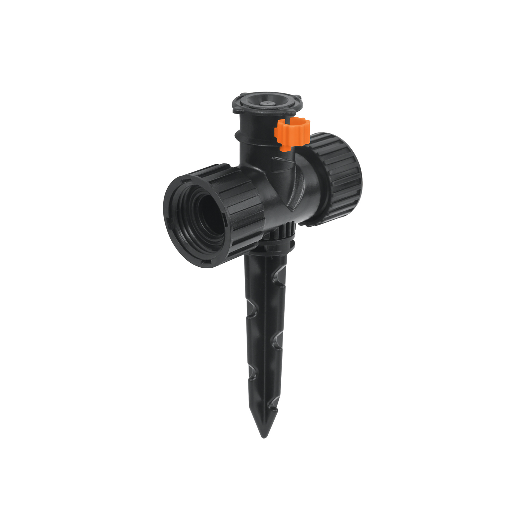 Mini aspersor plástico, dos vias, irrigacion 360°, Truper
