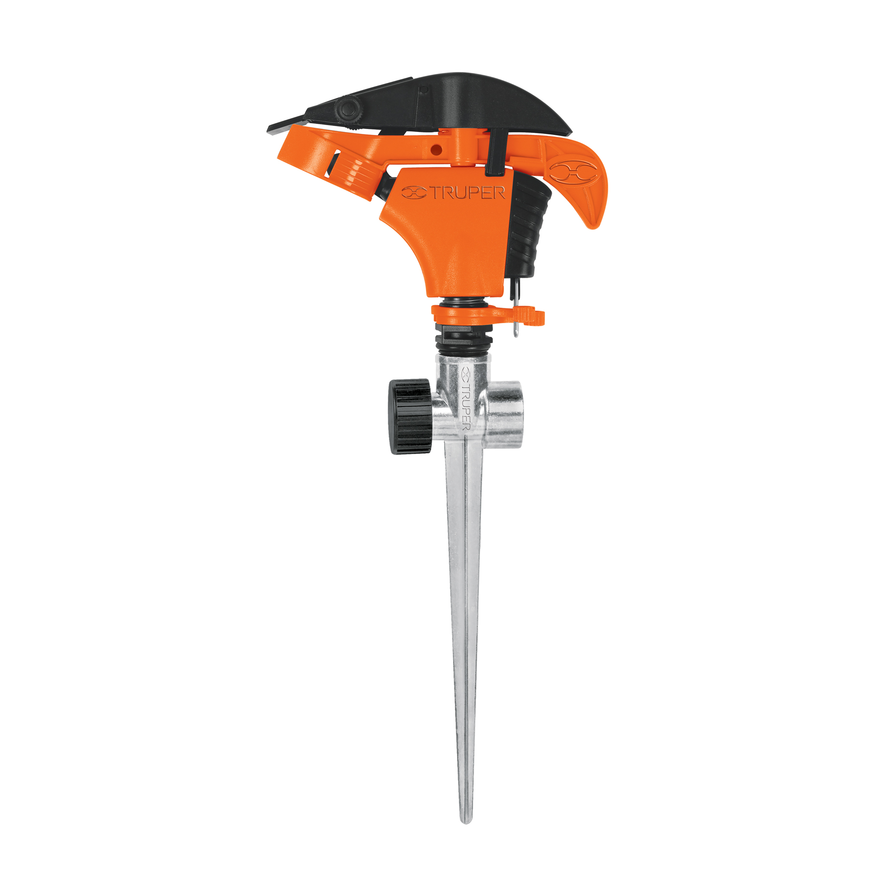 Aspersor plástico 11', dos vías, estaca metalica, Truper