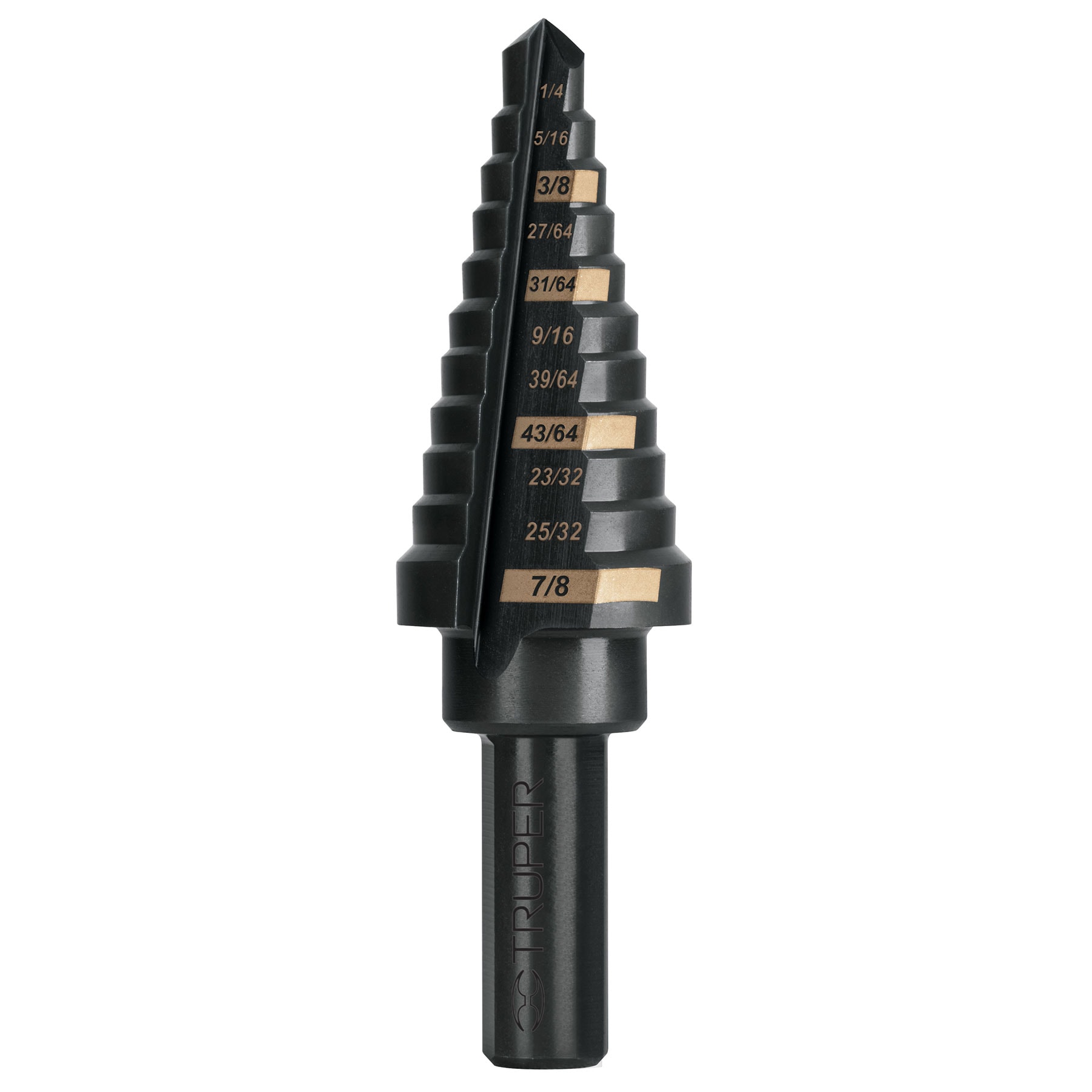 Broca escalonada óxido negro 11 escalones 1/4' a 7/8',Truper