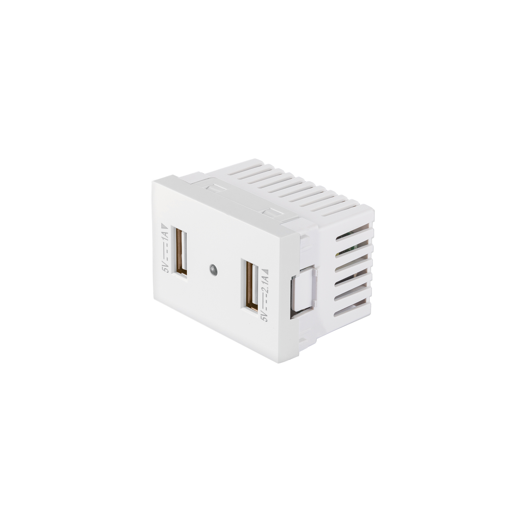 Toma con 2 puertos USB blanco de 1.5 módulos, línea Lisboa