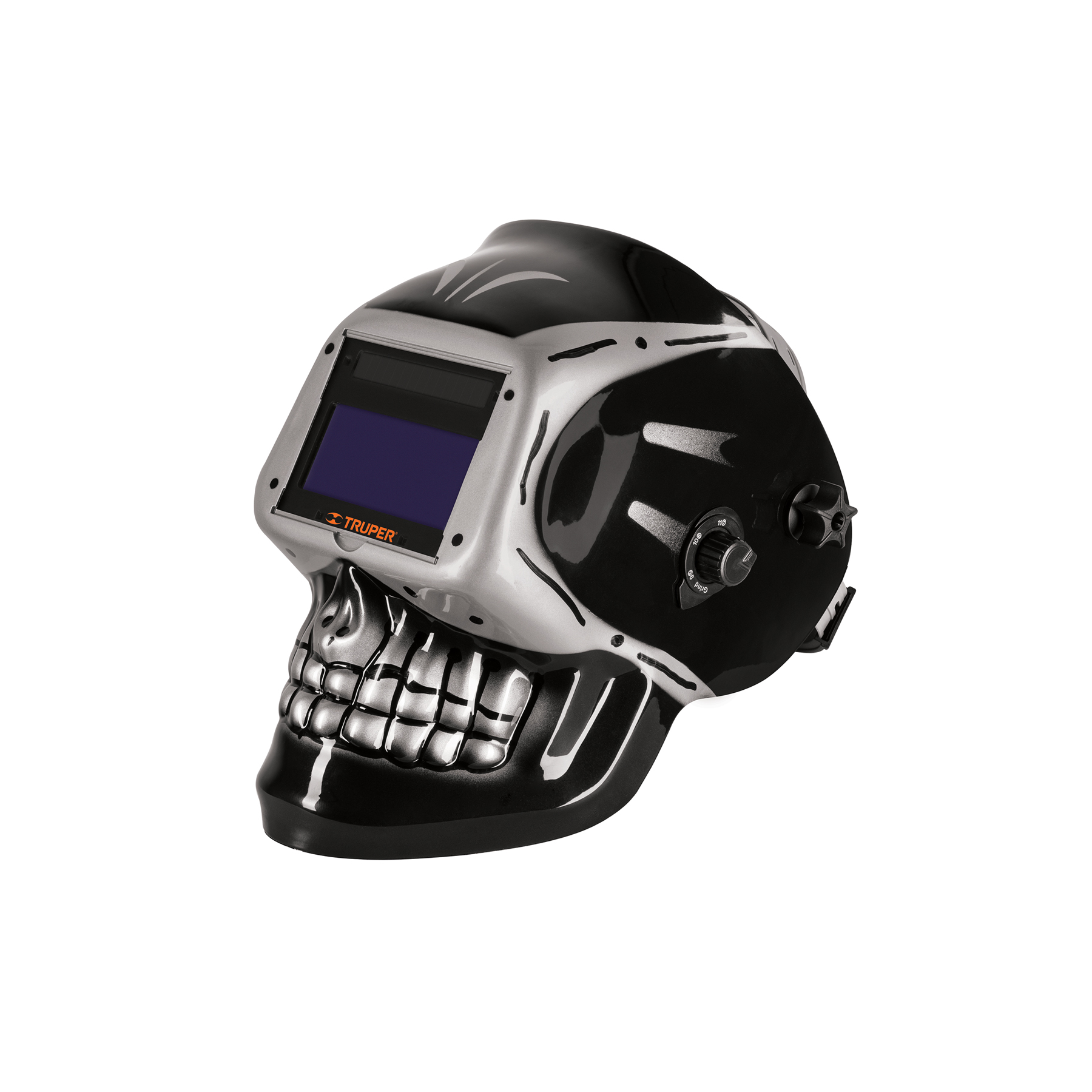 Careta electrónica p/soldar, panel digital, calavera, 9 a 13