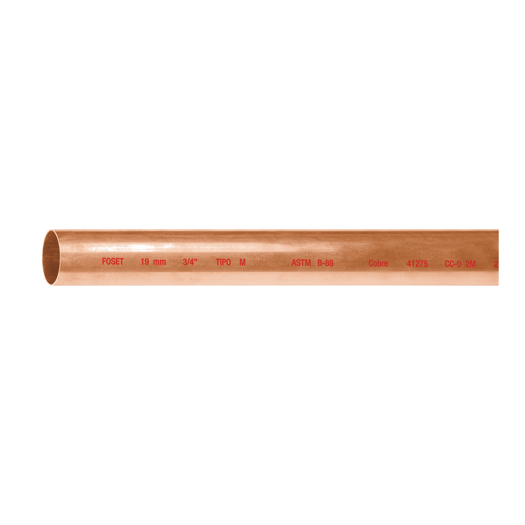 Tubo de 3/4' de cobre tipo 'M', de 3m, 1.4kg, FOSET
