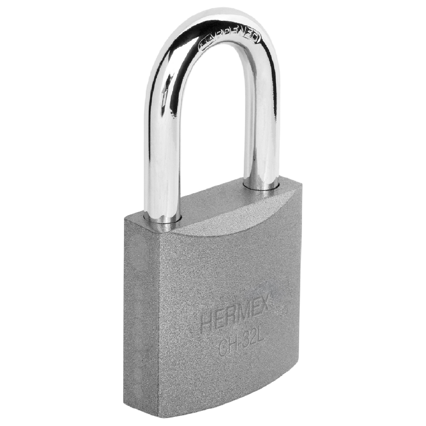 Candado de hierro 32 mm gancho largo en caja, HERMEX