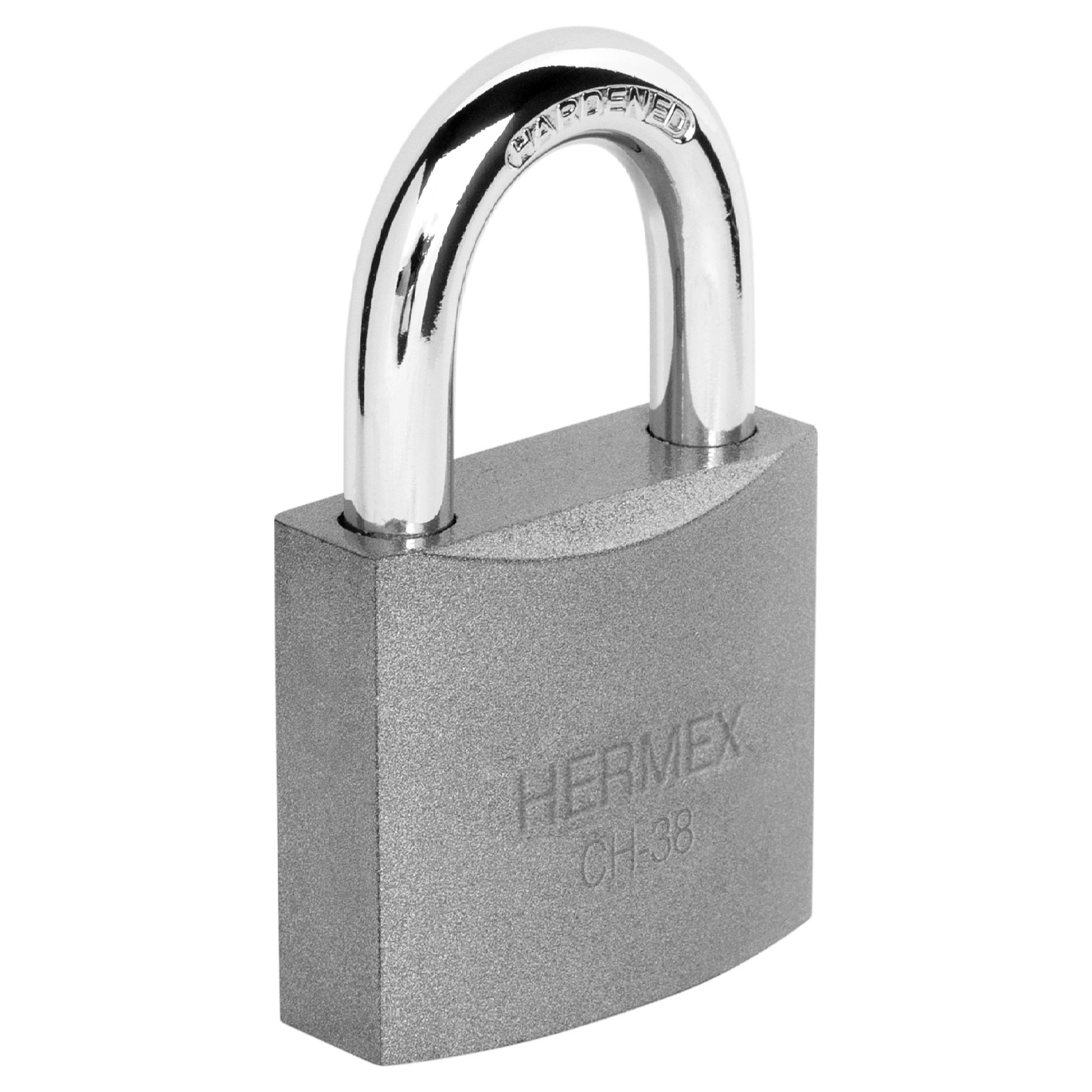 Candado de hierro 38 mm gancho corto en caja, HERMEX