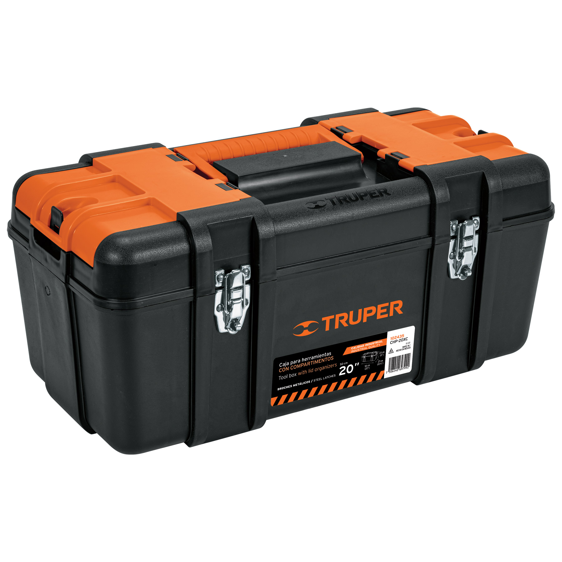 Caja para herramienta 20' c/compartimentos,broches metálicos