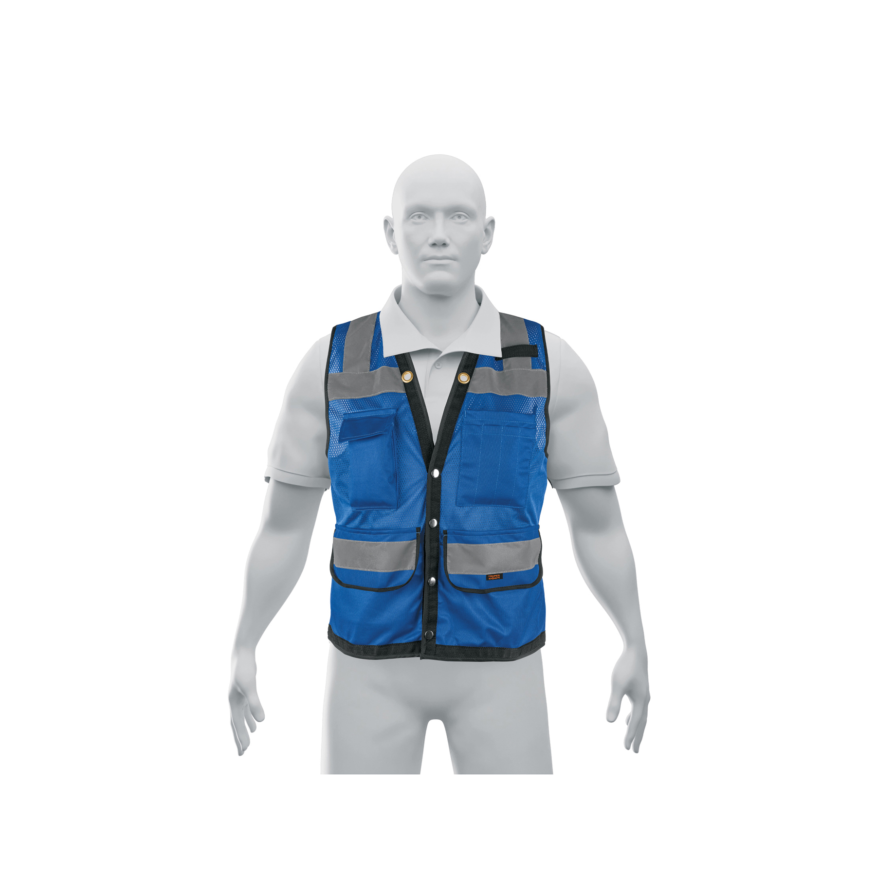 Chaleco seguridad reforzado azul con bolsas, L, Expert