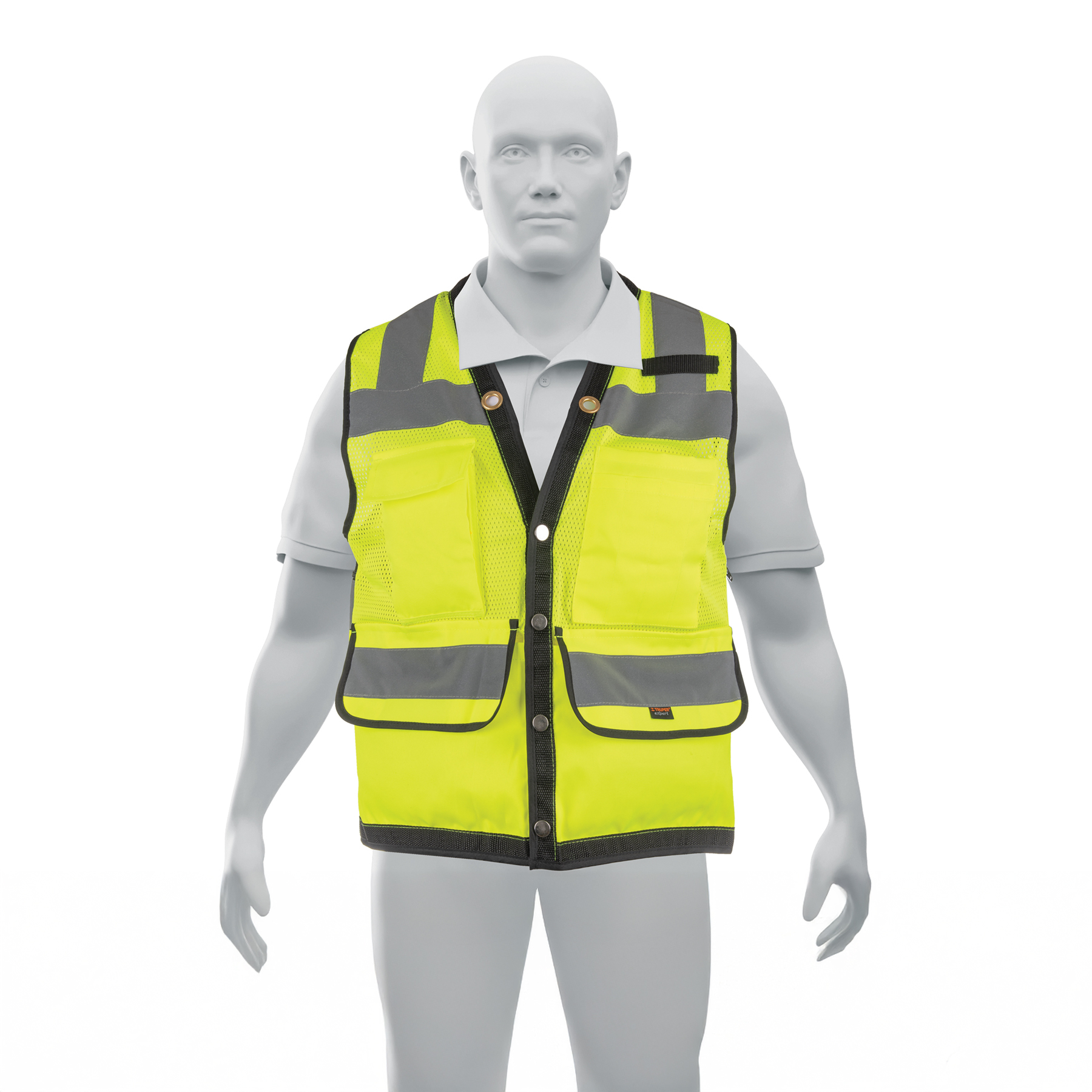 Chaleco seguridad reforzado verde con bolsas, G, Expert