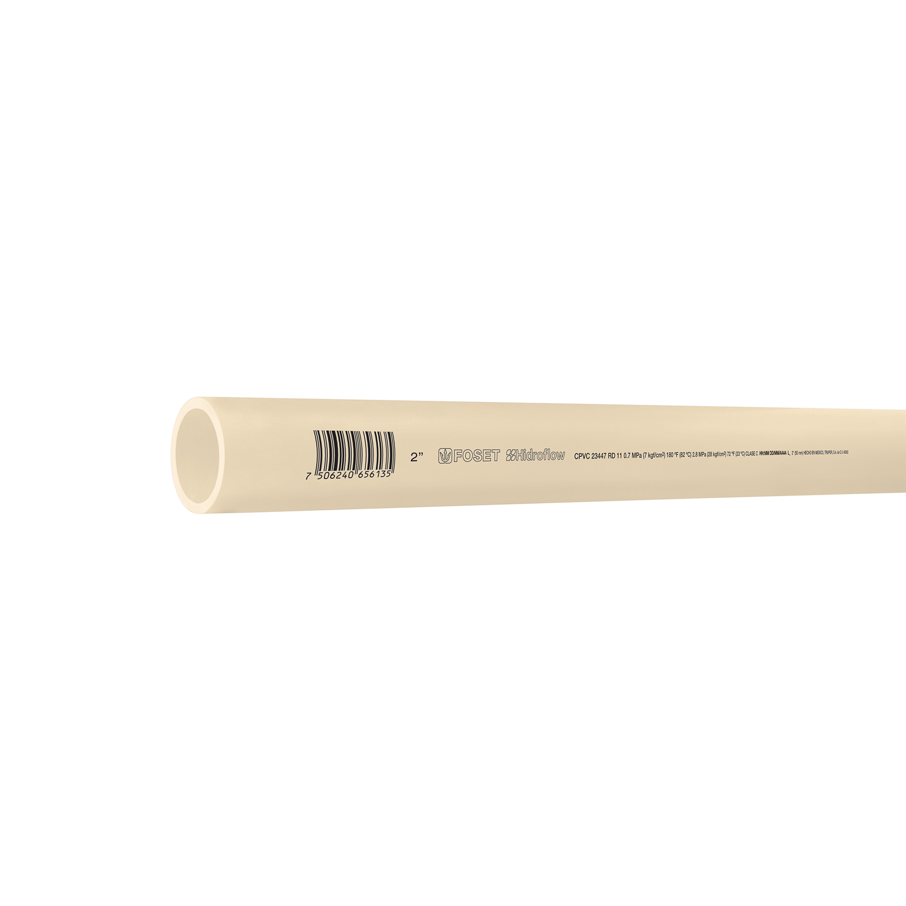 Tubo de 2' CPVC hidráulico RD 11, 3m, 3.5kg, FOSET