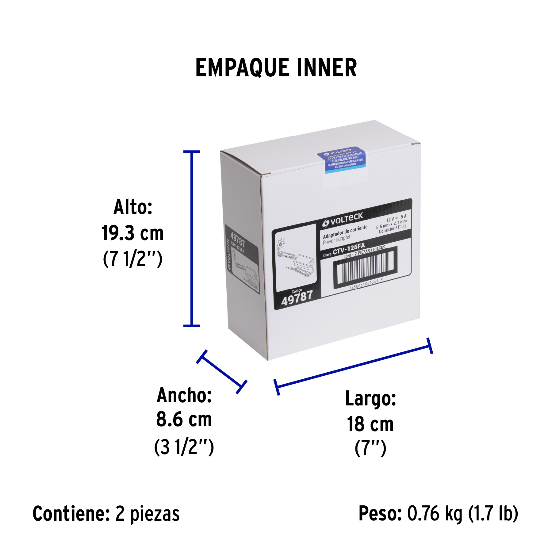 Fuente de Alimentación 12V 5A para CCTV, Volteck