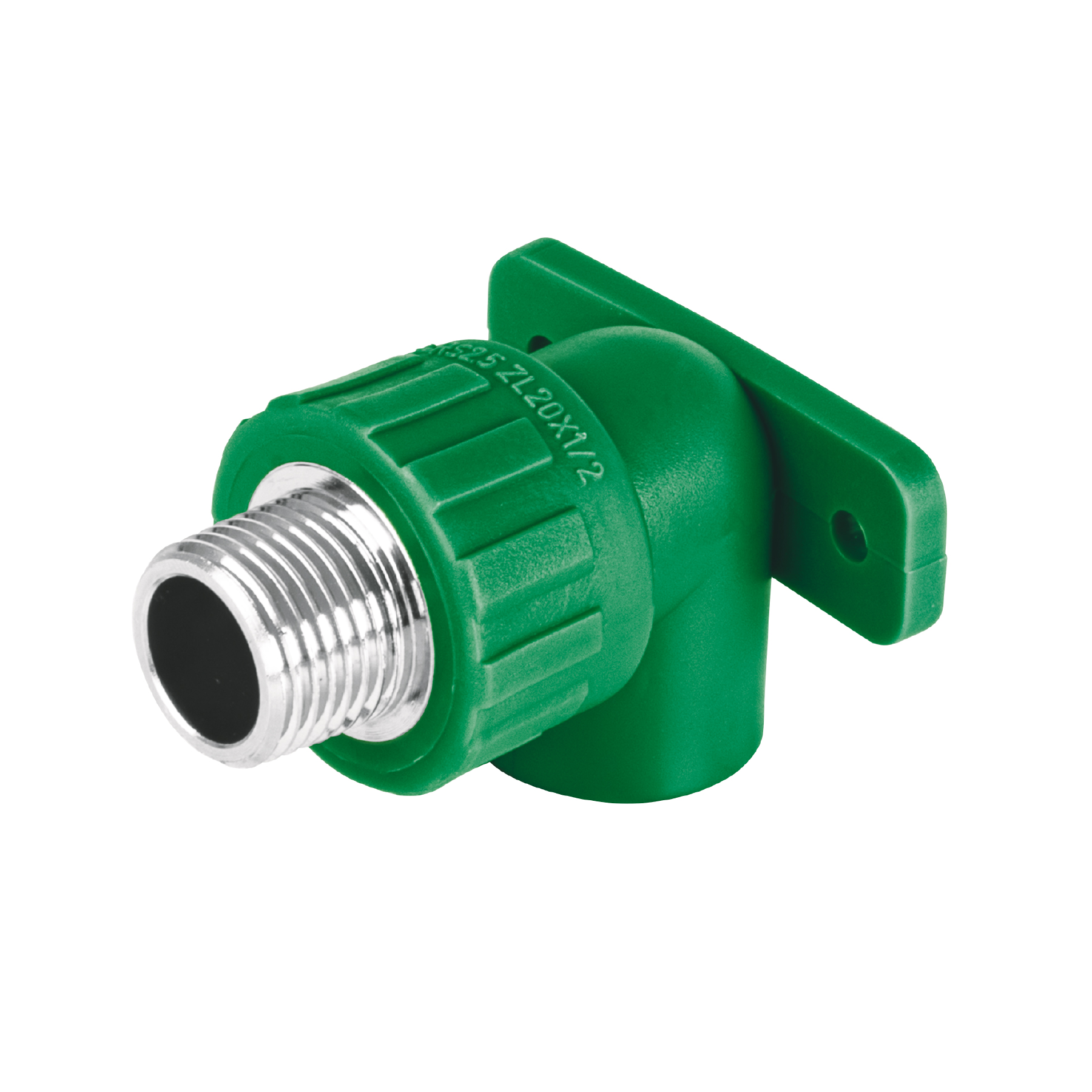 Codo oreja 90° PPR,  1/2', macho con inserto metálico, Foset