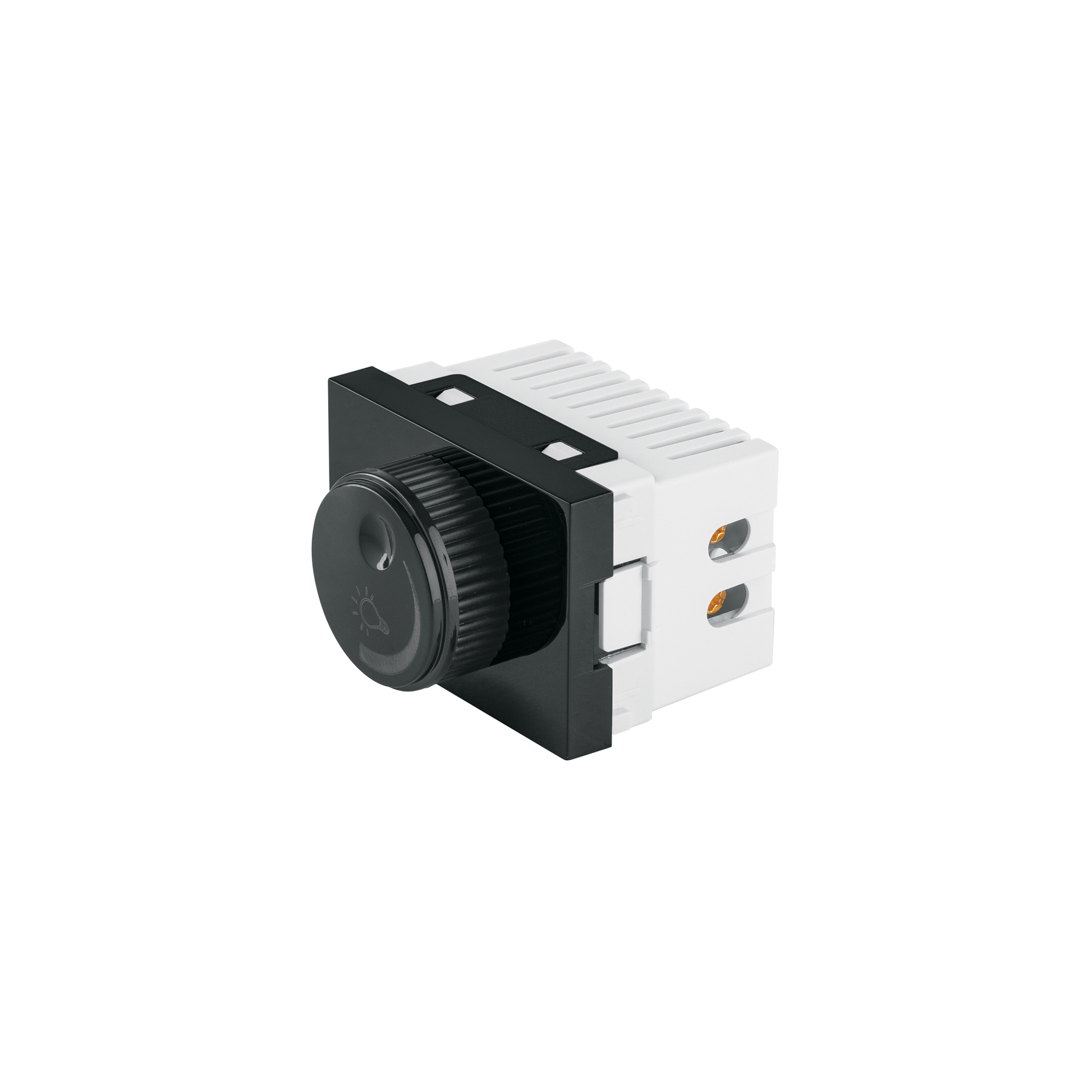 Dimmer giratorio negro de 1.5 módulos, línea Lisboa, Volteck