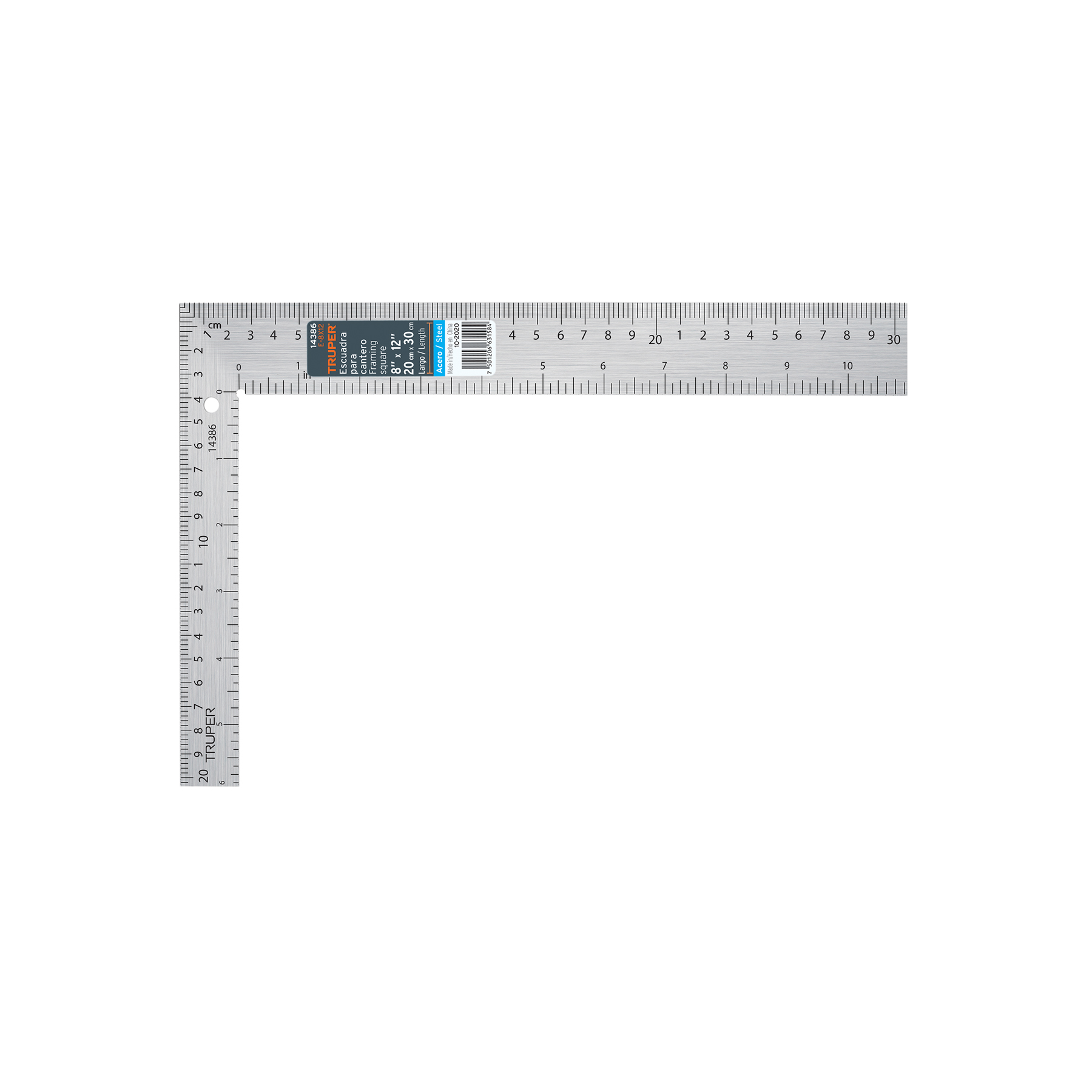 Escuadra 8'x12' de acero para cantero, Truper
