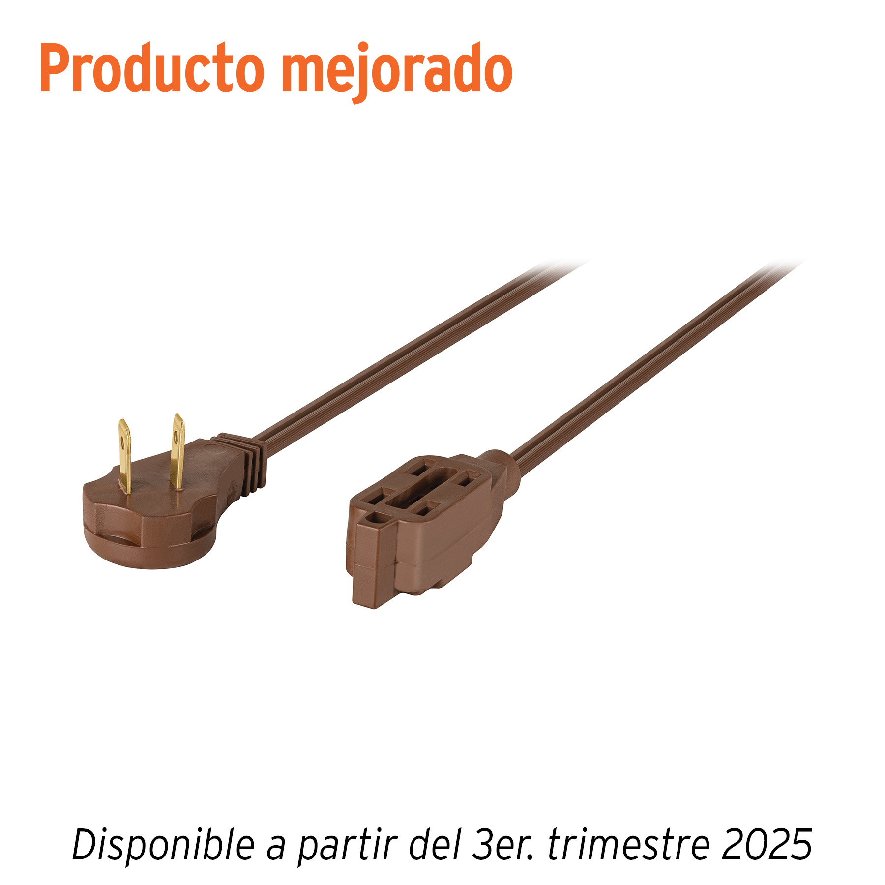 Extensión eléctrica doméstica 10 m clavija plana, café