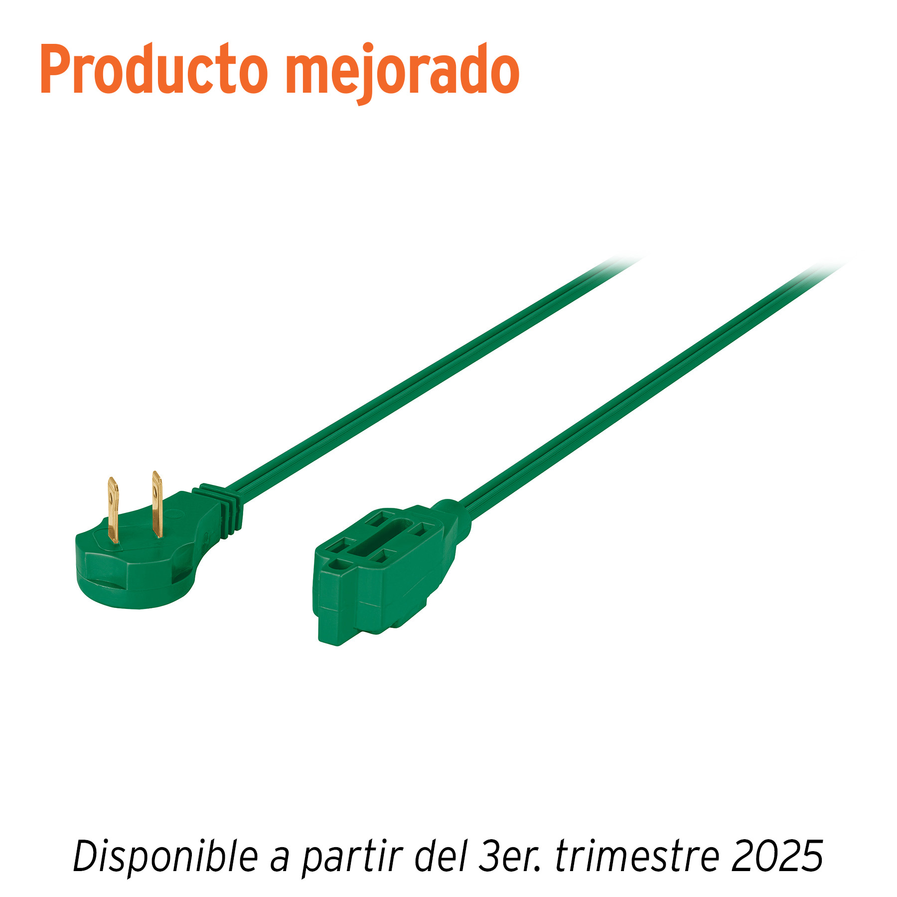 Extensión eléctrica doméstica 3 m clavija plana, verde