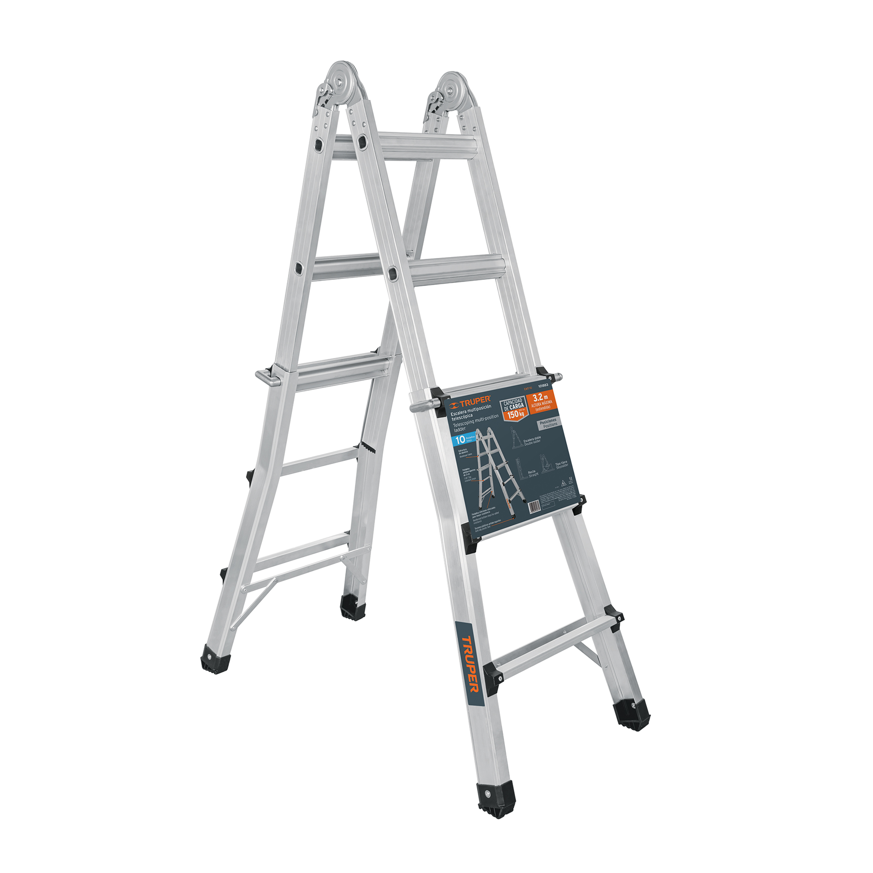 Multiescalera telescópica,3.2 m,capacidad de carga 150 kg