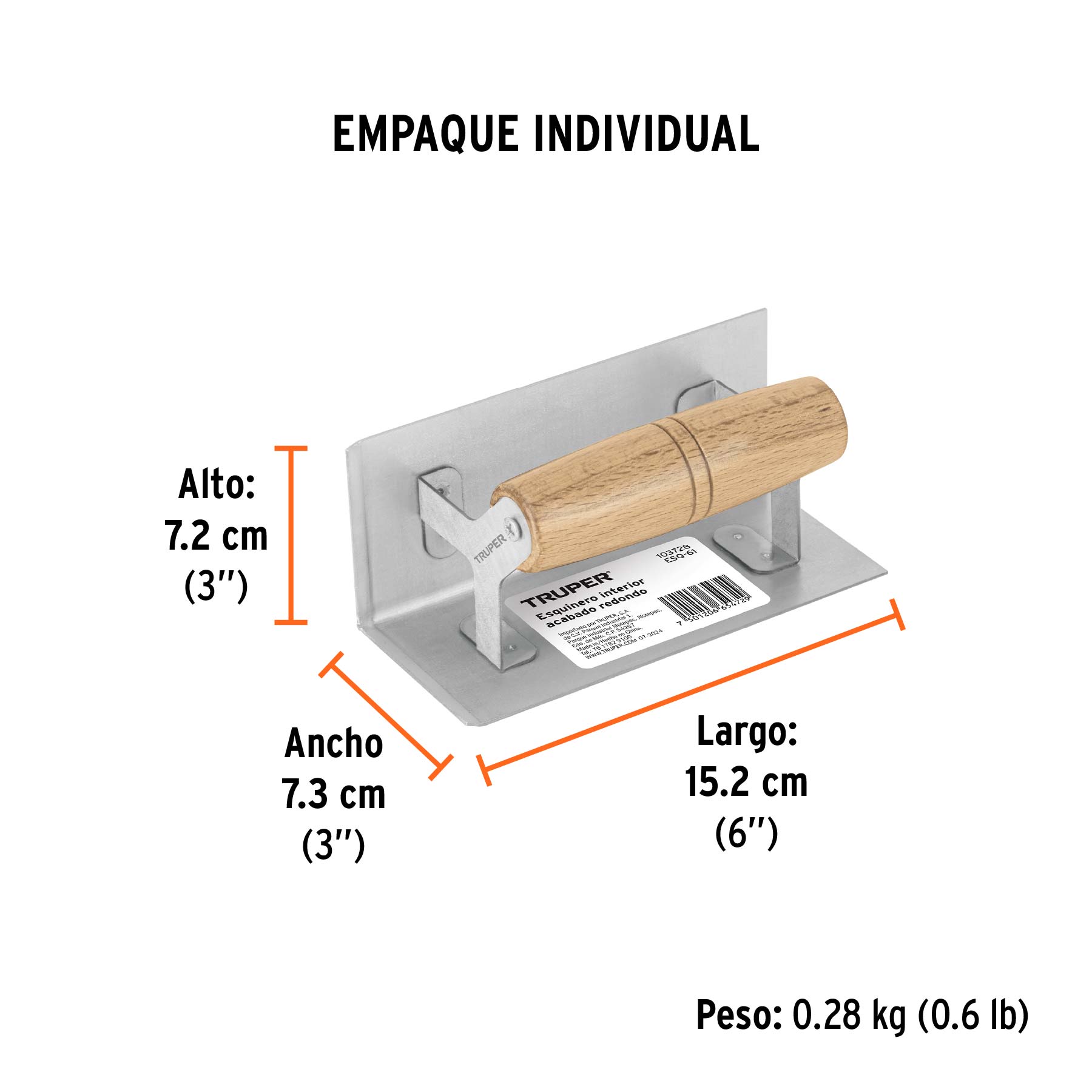 Esquinero interior, para acabado redondeado, Truper