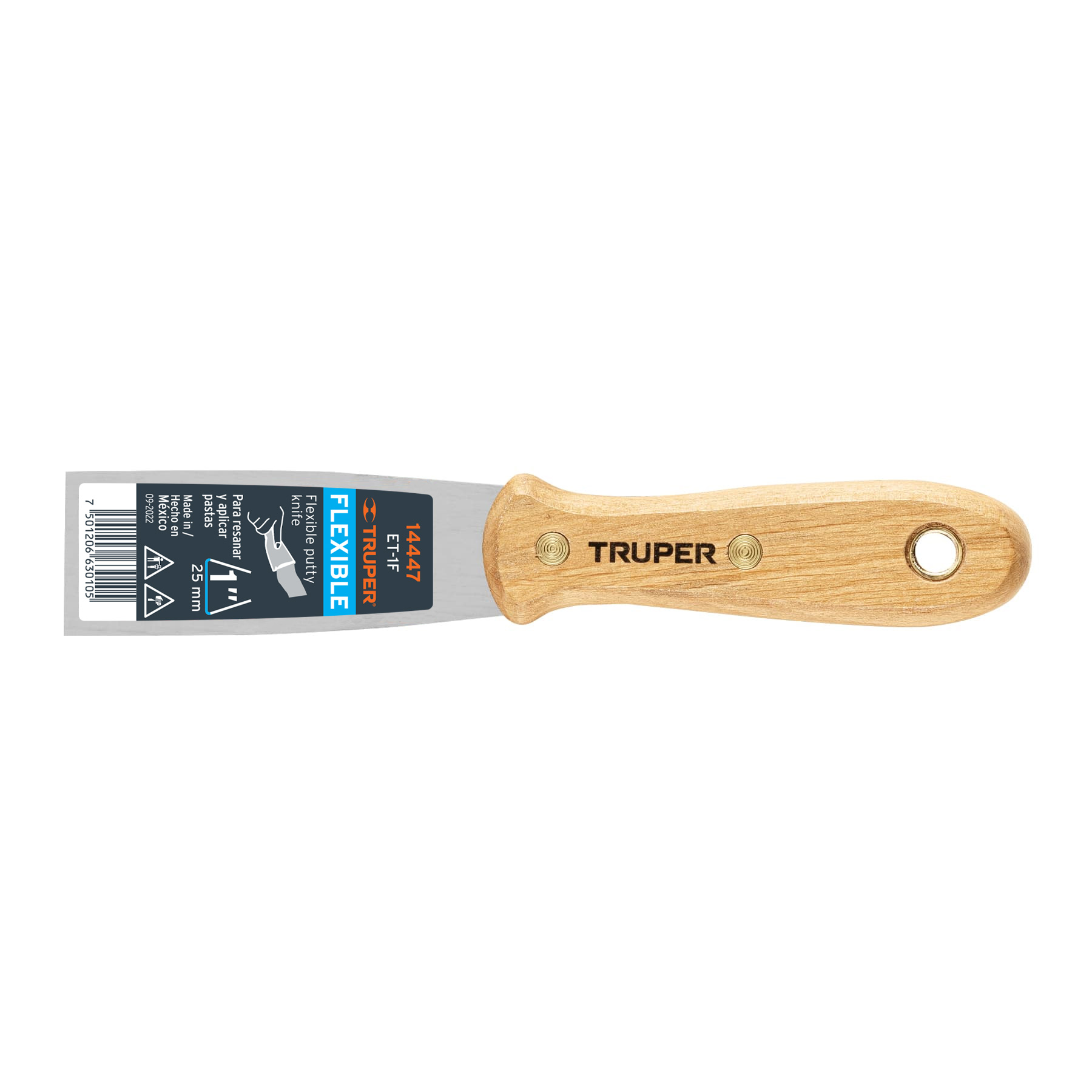 Espátula flexible 1' con mango de madera, Truper