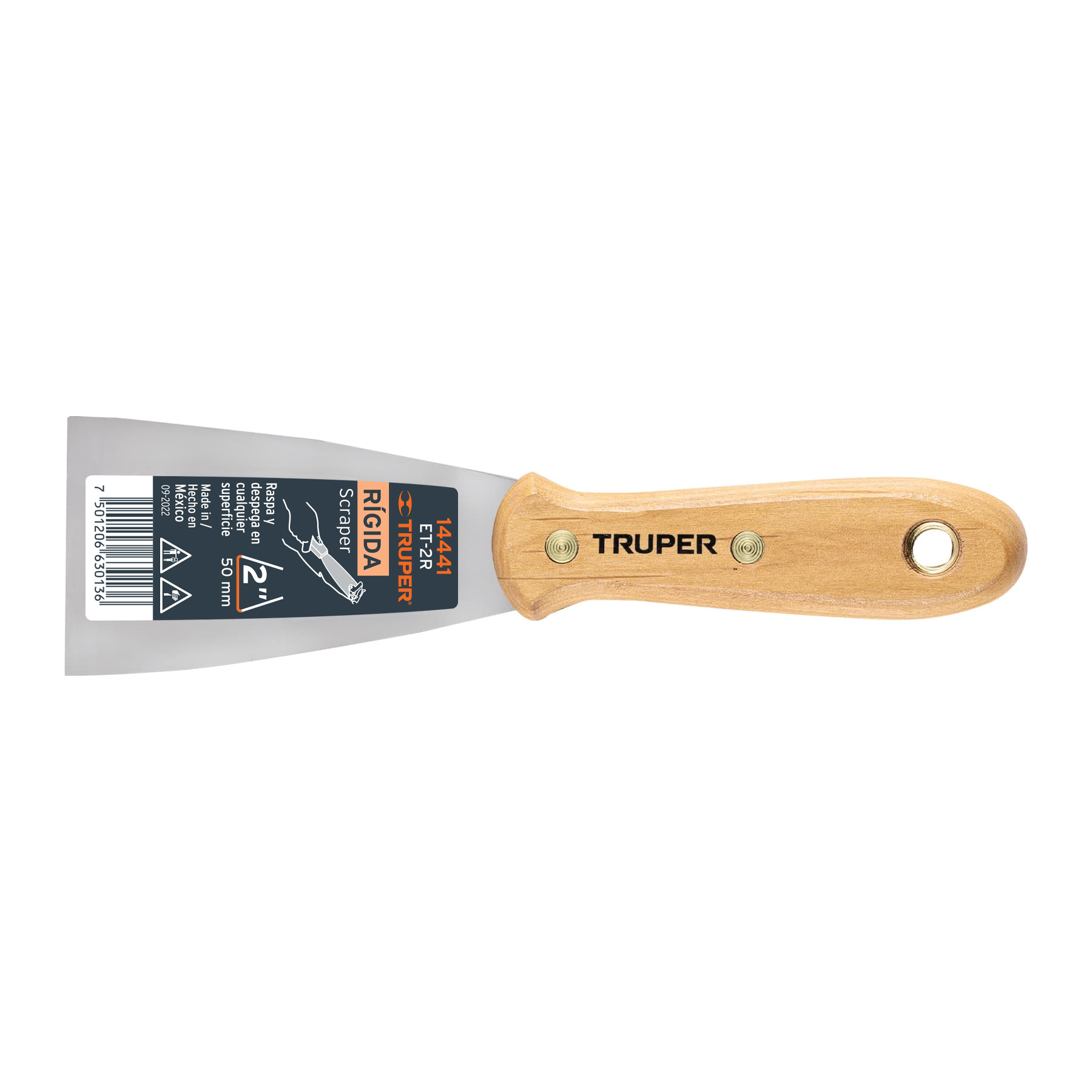 Espátula rígida 2' con mango de madera, Truper