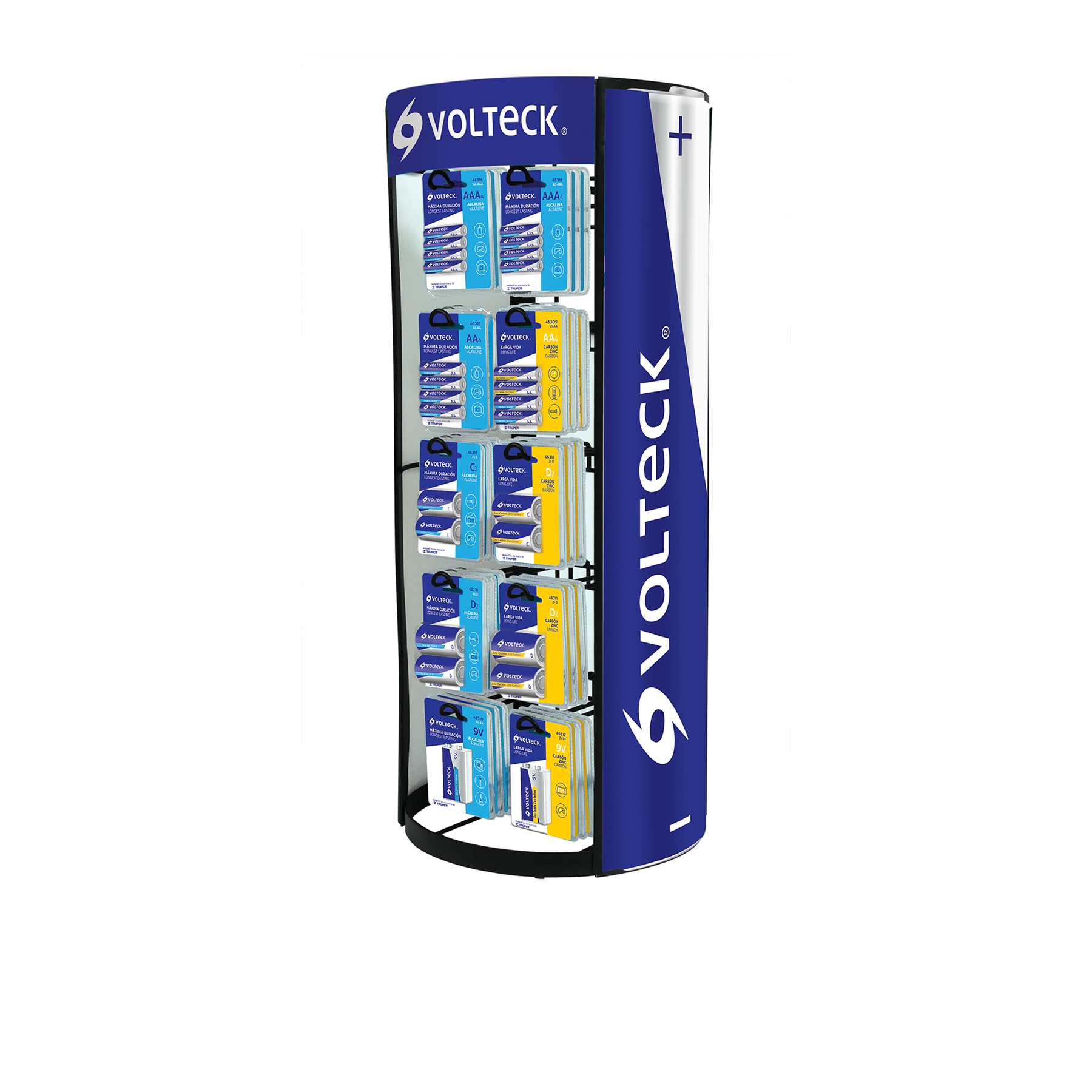 Exhibidor despachador de pilas Volteck 1