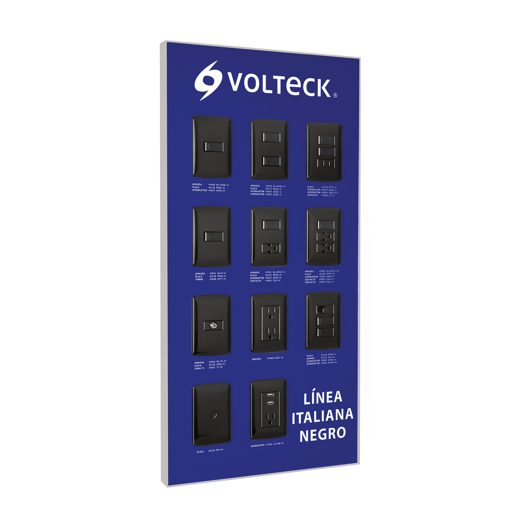 Exhibidor línea italiana negro Volteck