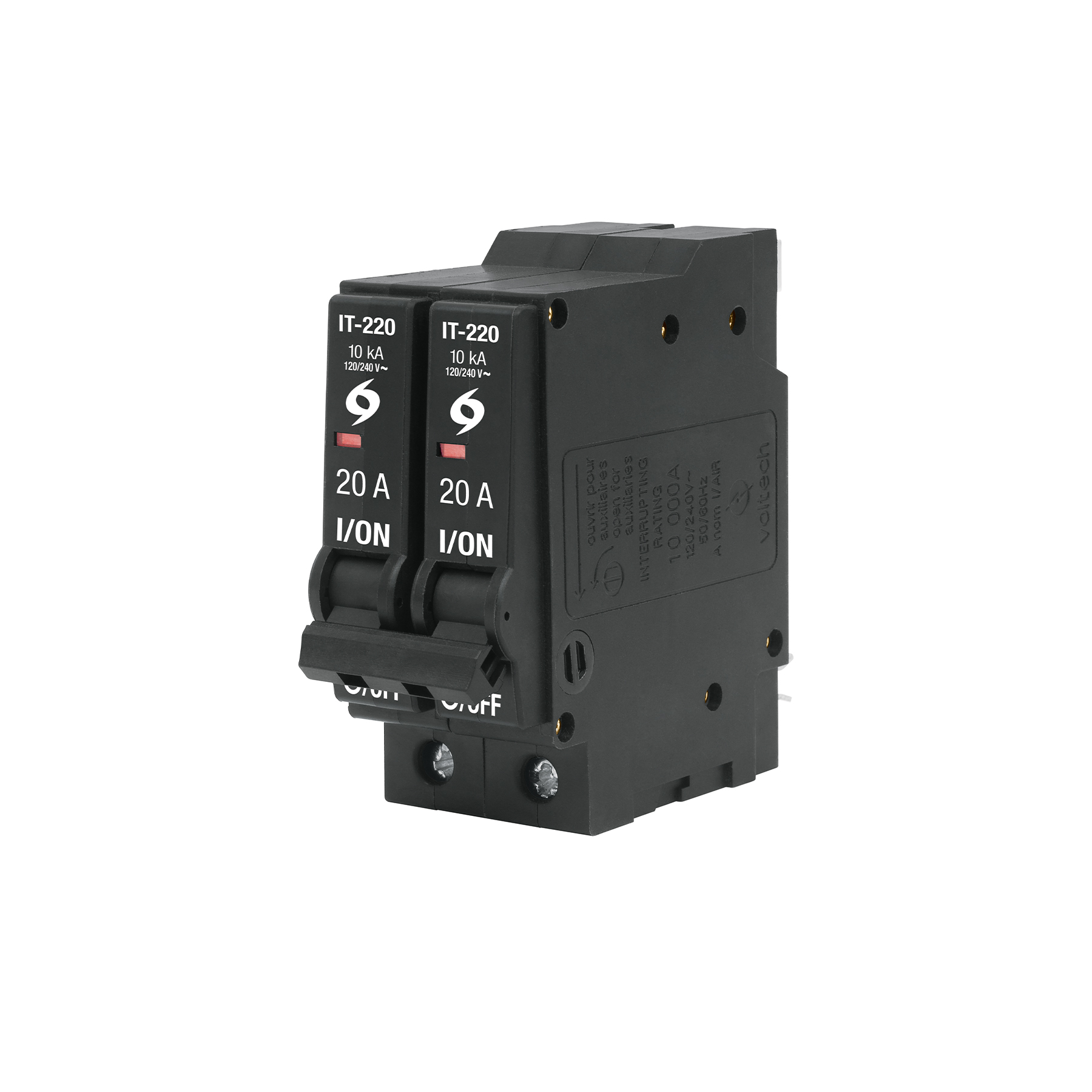 Interruptor de 2 polos 20A, enchufable, a granel, VOLTECK