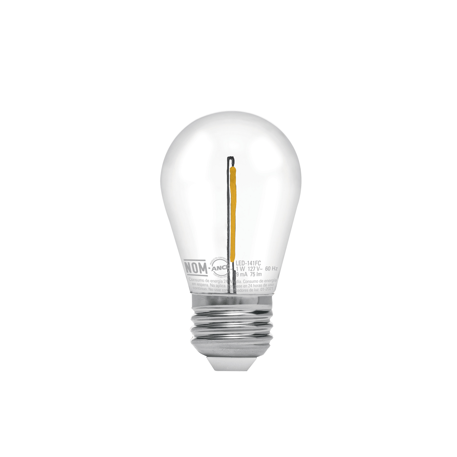 Lámpara LED S14 con filamento 1 W luz cálida, caja, Volteck