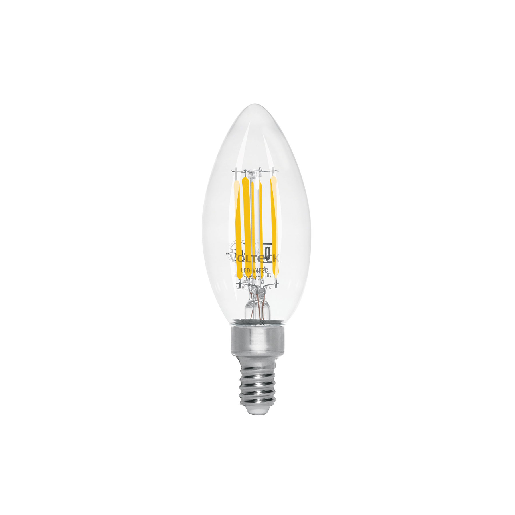 Lámpara LED tipo vela 4 W con filamento base E12 luz cálida