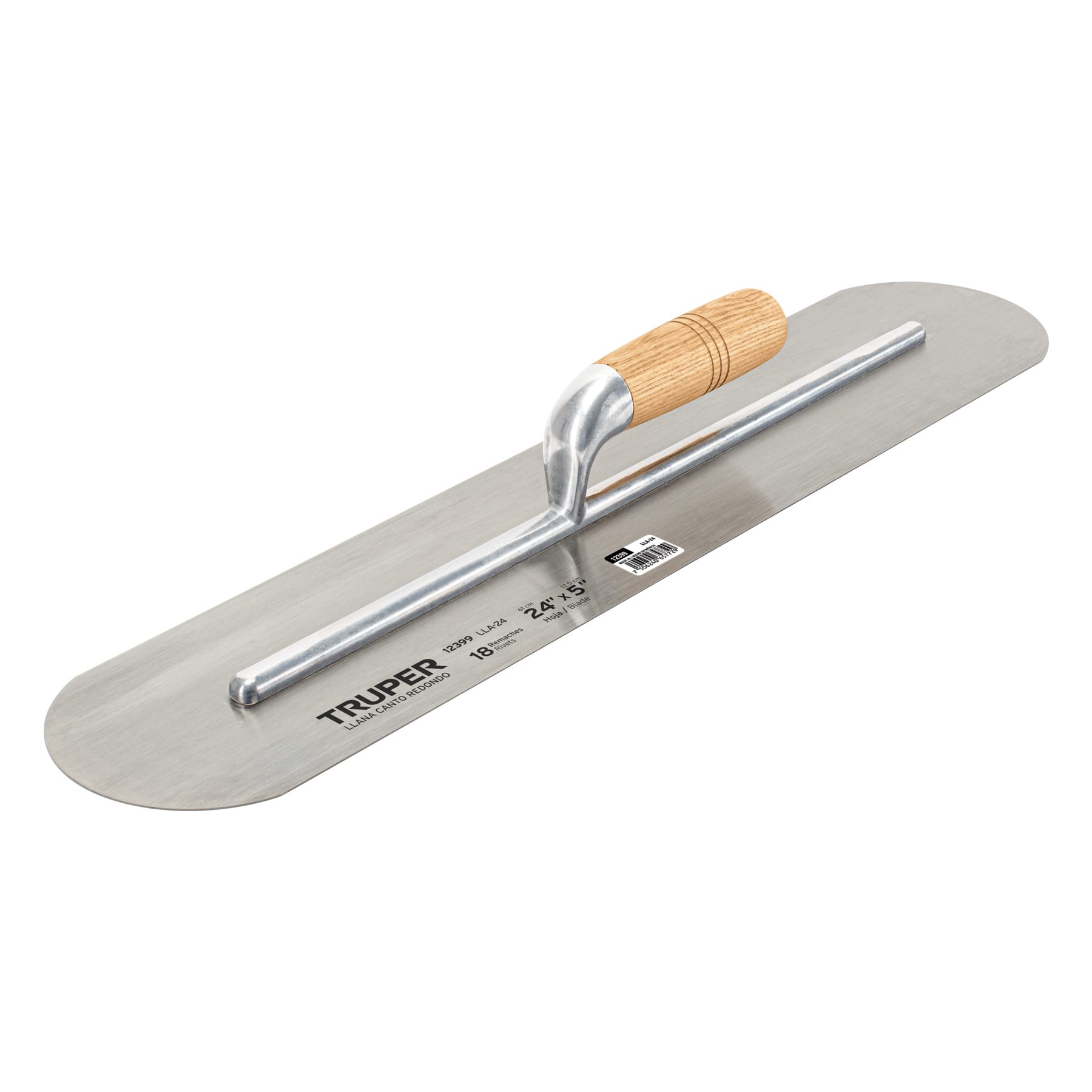 Llana canto redondo 24' x 5' con mango de madera, Truper