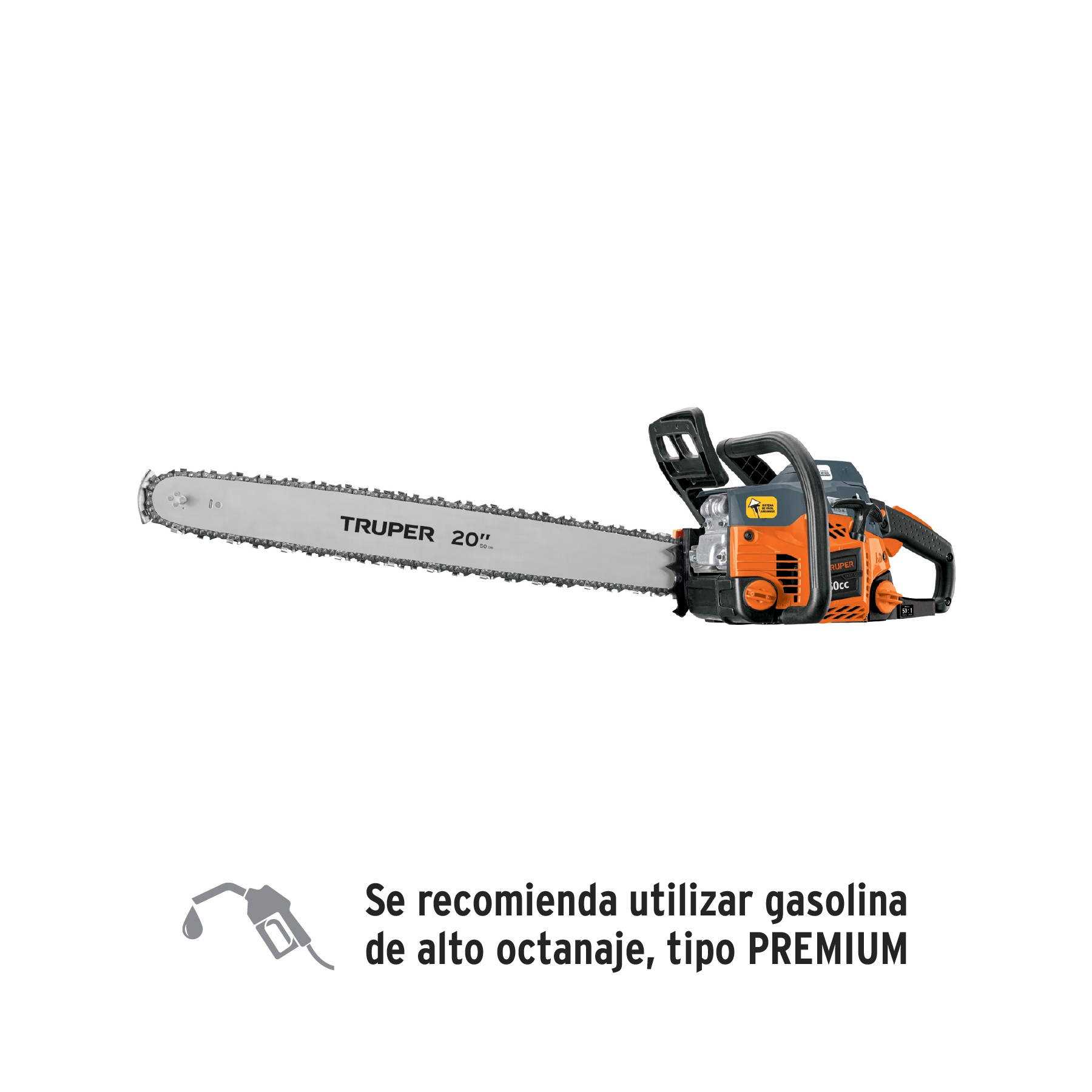 Motosierra 50 cc a gasolina con barra de 20', Truper