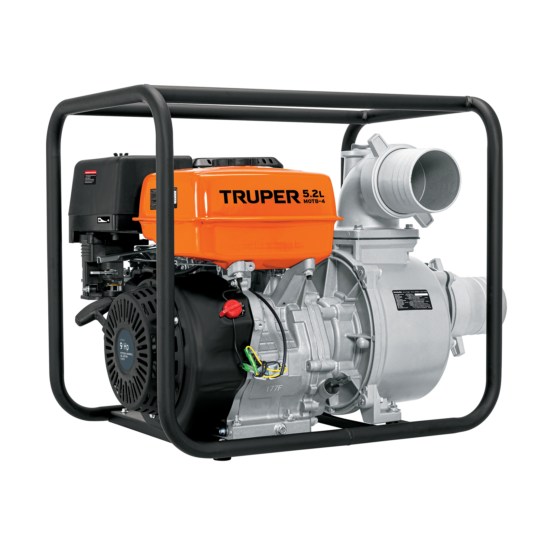 Motobomba autocebante 4'x4', gasolina 9HP, agrícola, TRUPER