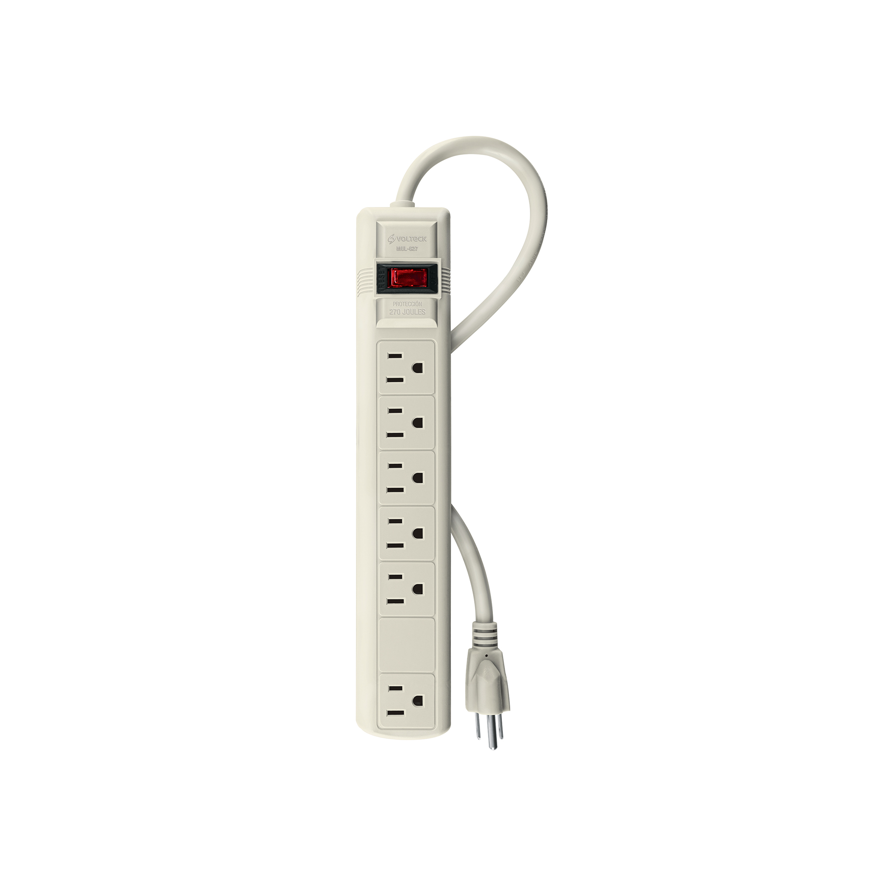Multicontacto 16 AWG uso rudo con 6 entradas, Volteck