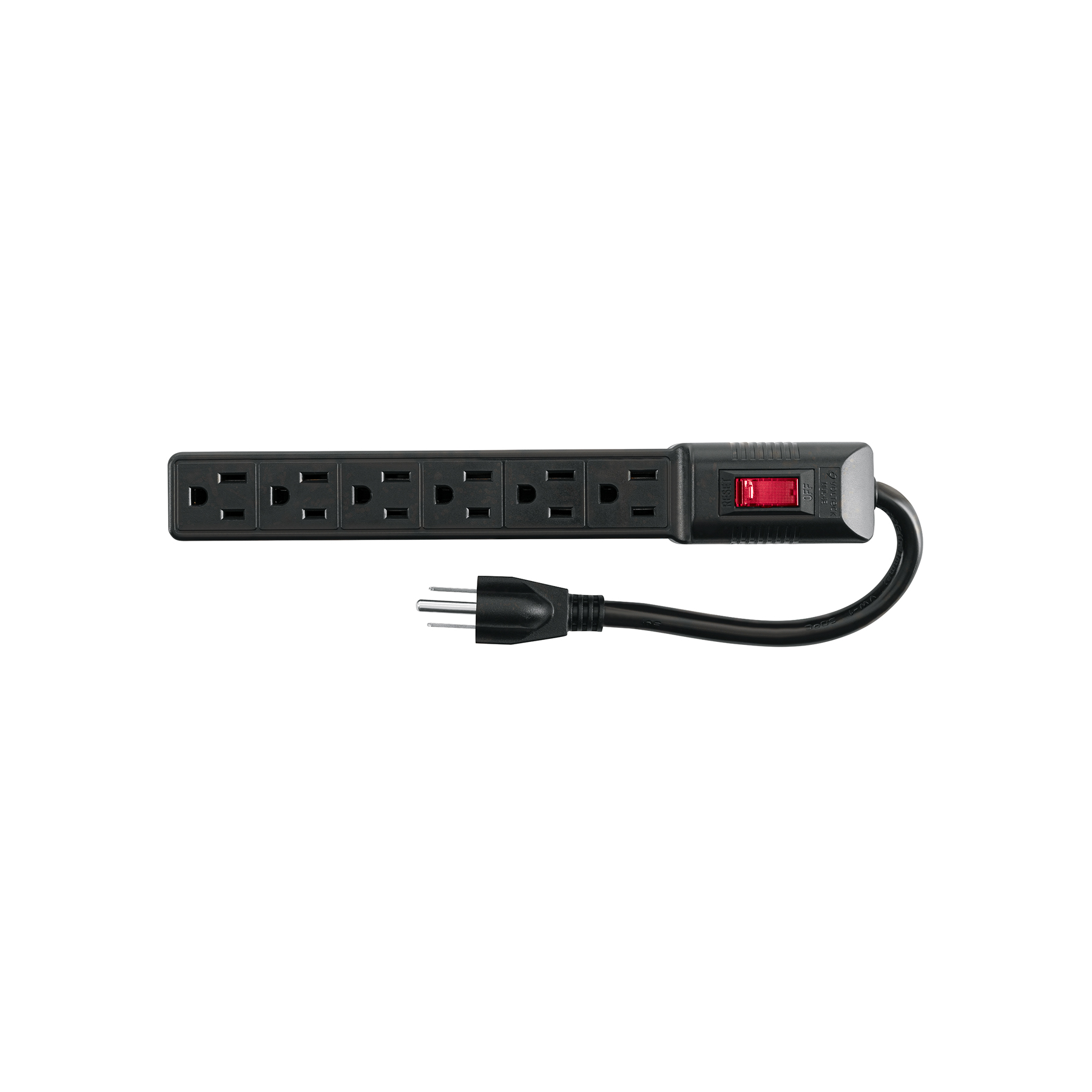 Multicontacto 16 AWG doméstico económico 6 entradas, negro