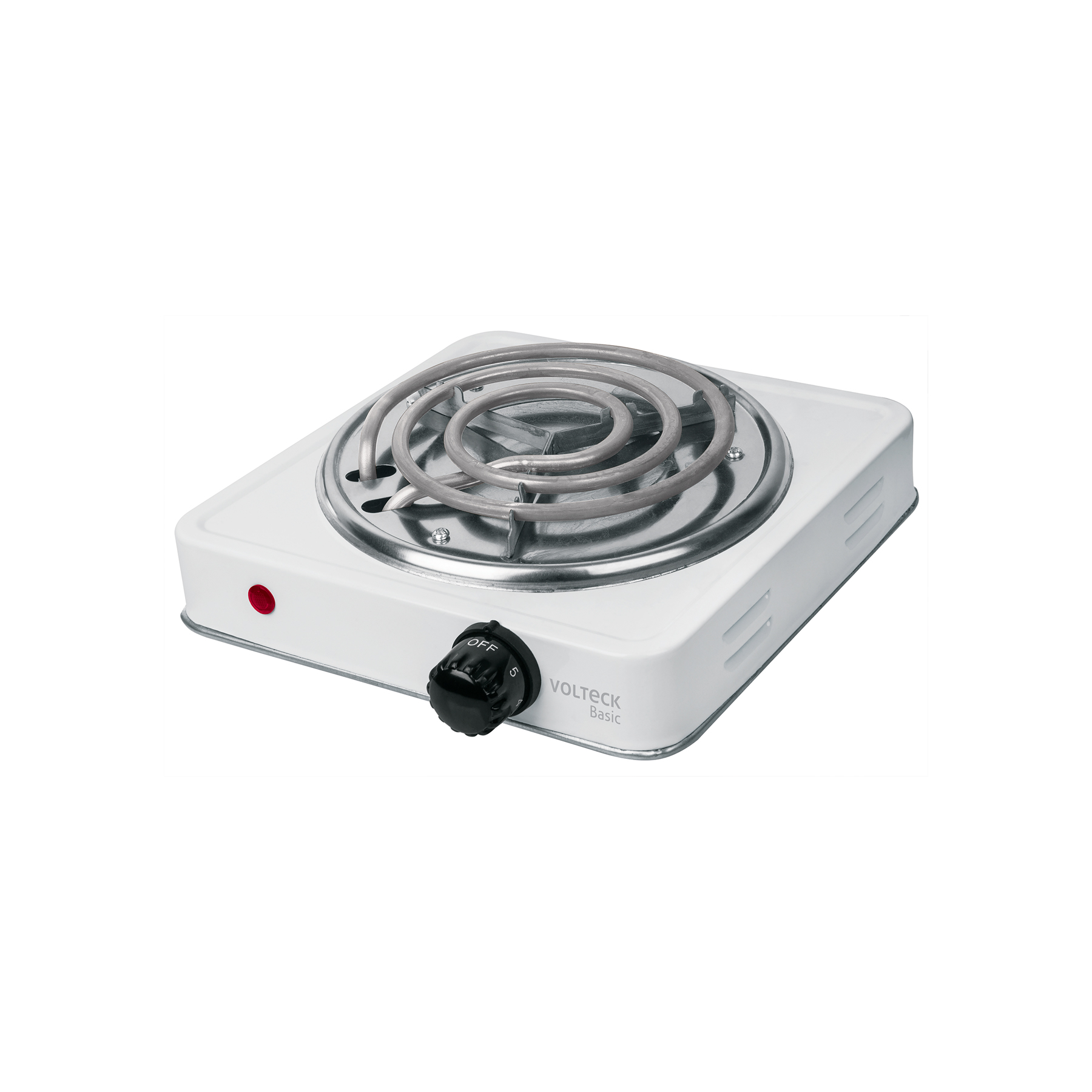Parrilla eléctrica 1 quemador en espiral, blanca, BASIC