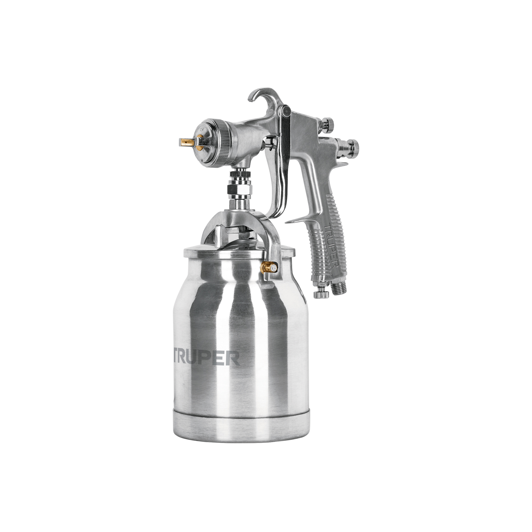 Pistola p/pintar succión HVLP vaso aluminio, 1.4 mm, Truper