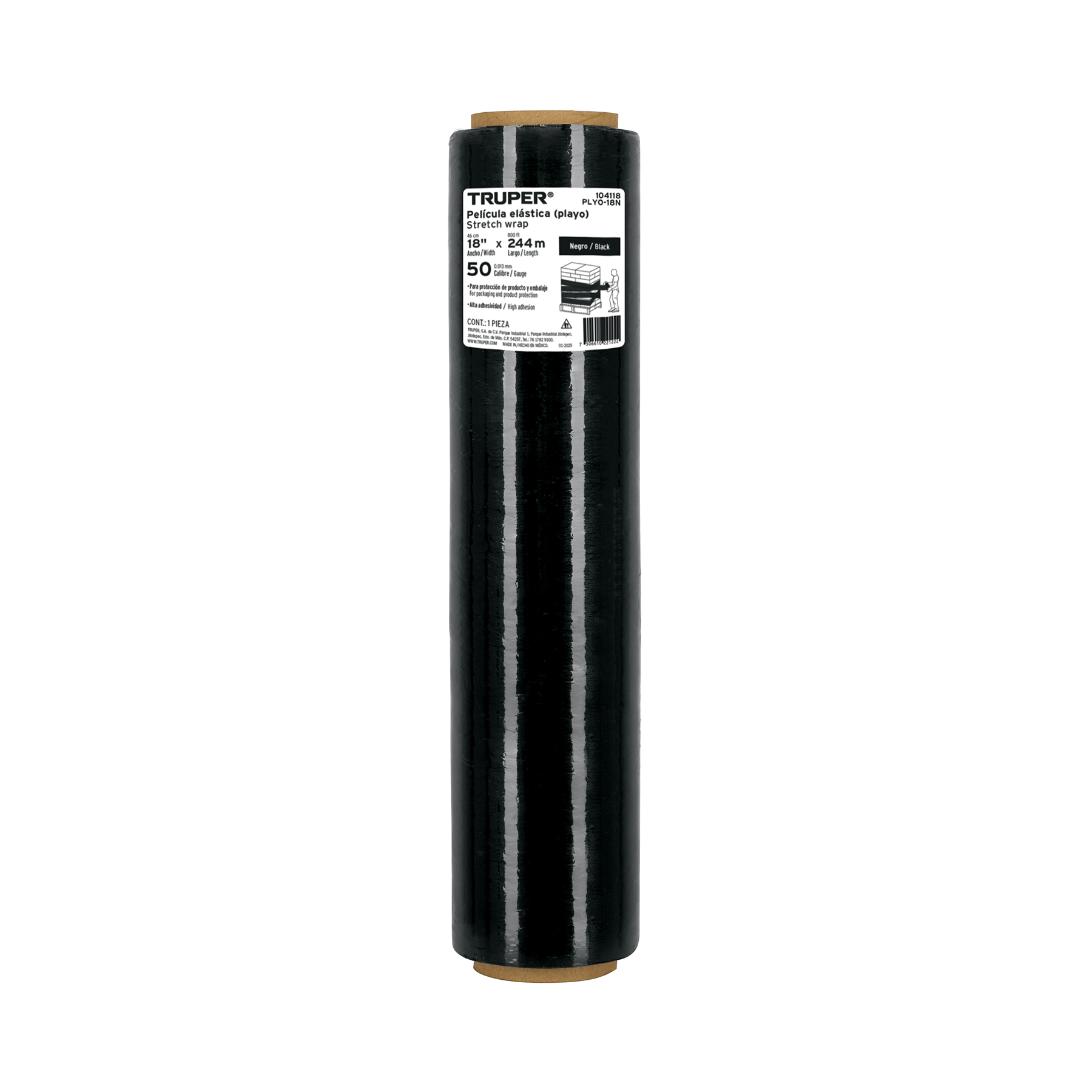 Rollo de 244 m película plástica negra ancho 18' cal 50