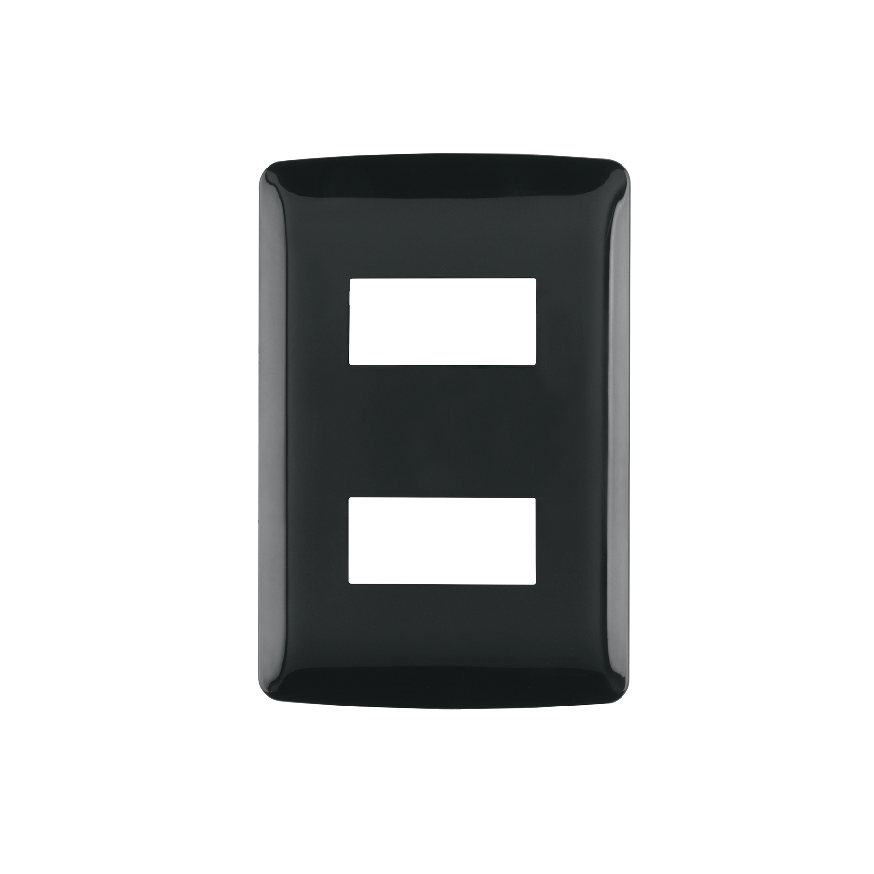 Placa 2 modulos, Italiana, color negro, Volteck