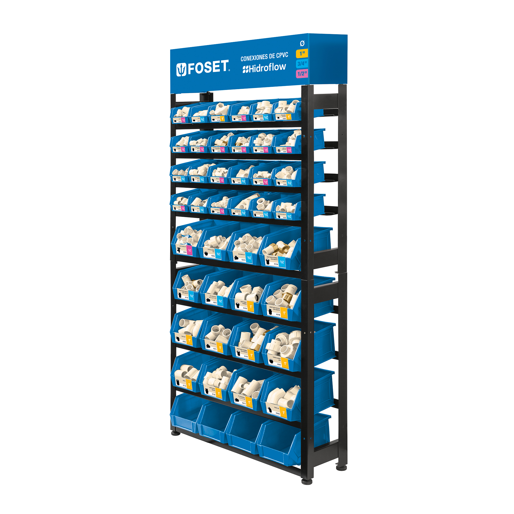 Rack con conexiones CPVC, Foset