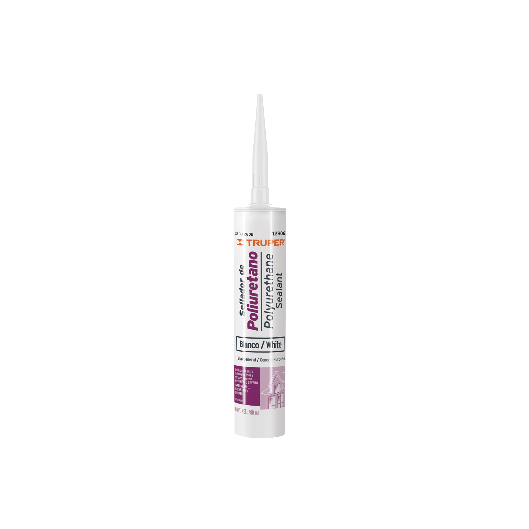 Sellador de poliuretano de 280 ml, blanco, Truper