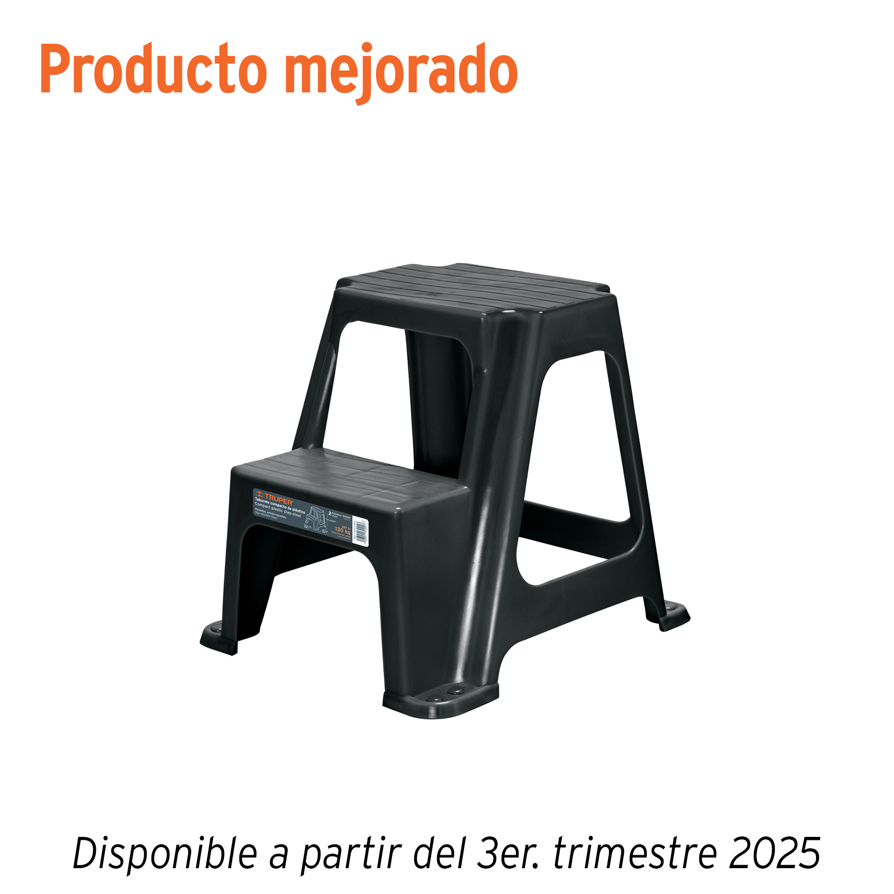 Taburete ligero de plástico, 2 peldaños