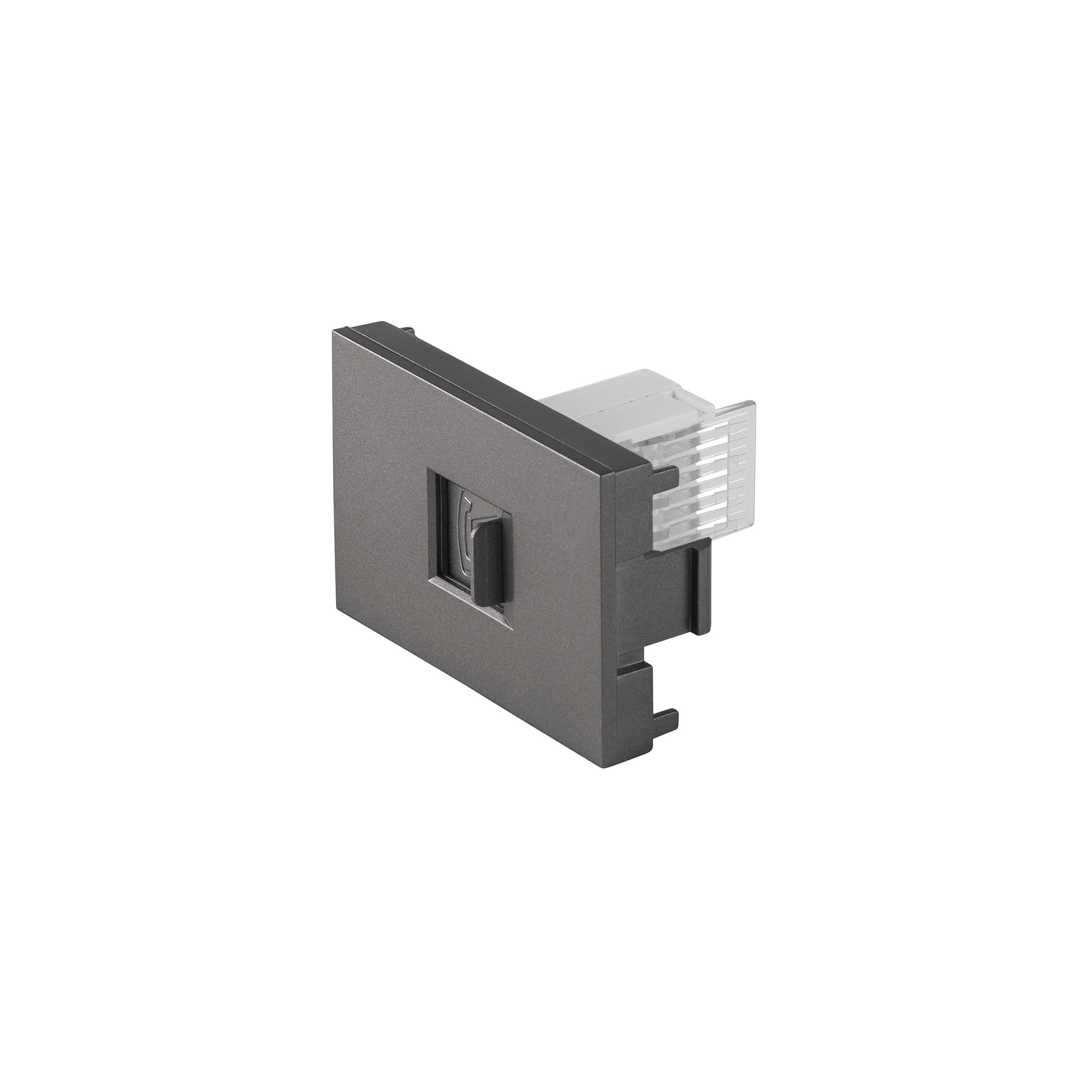 Toma de teléfono acero inox de 1.5 módulos, línea Lisboa