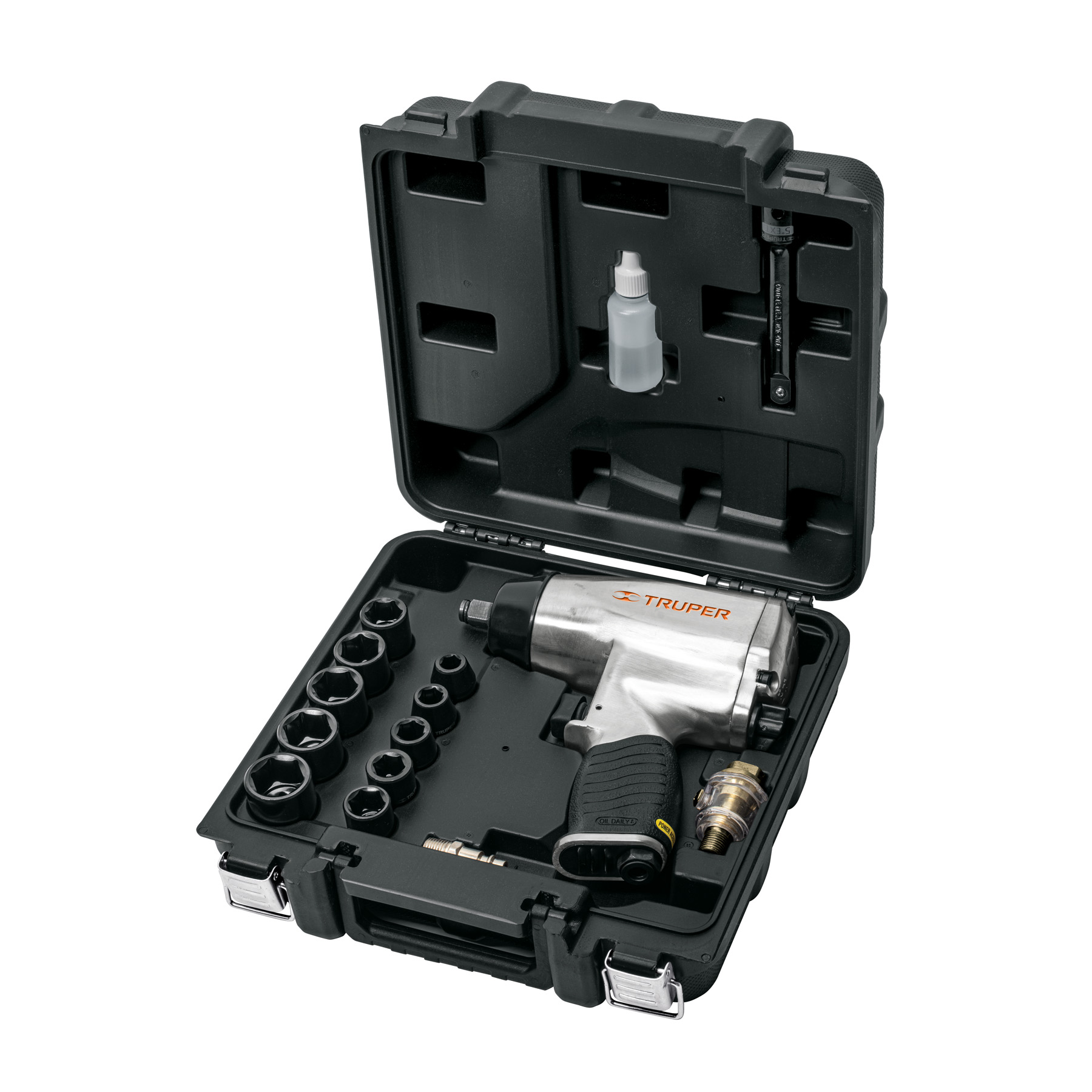 Kit de llave (pistola) de impacto 1/2', estuche plástico