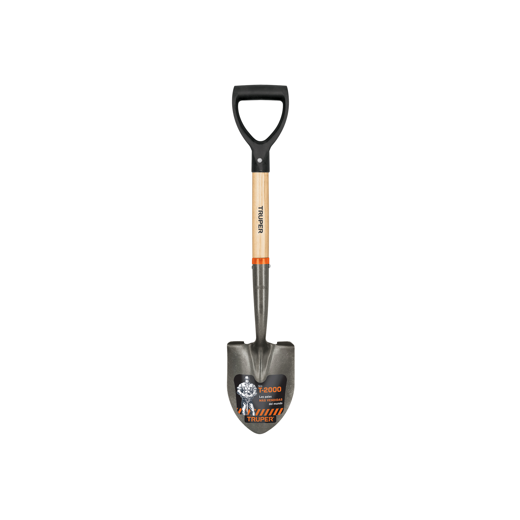 Pala cajuelera redonda, puño 'D' mango de madera, Truper