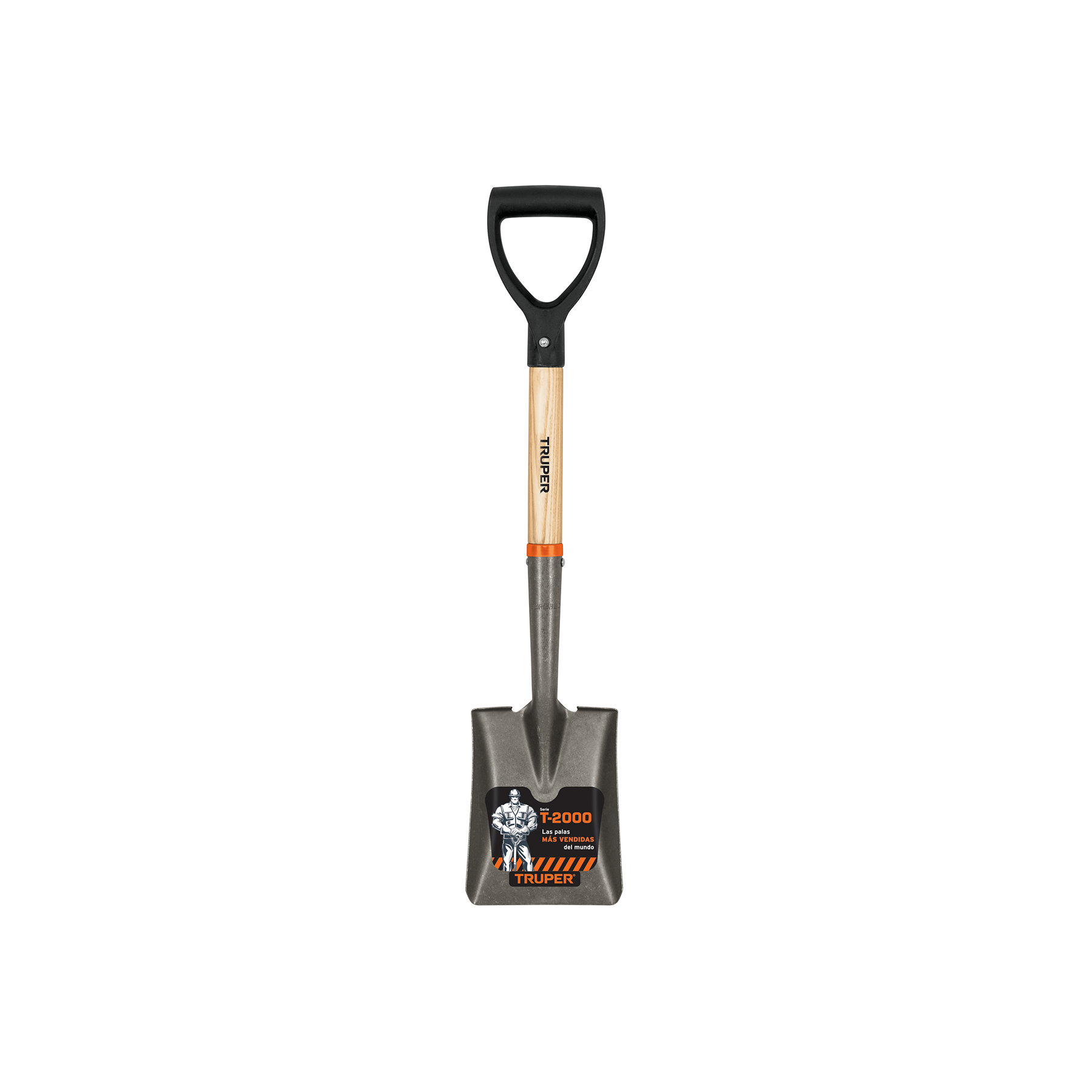 Pala cajuelera cuadrada, puño 'D' mango de madera, Truper